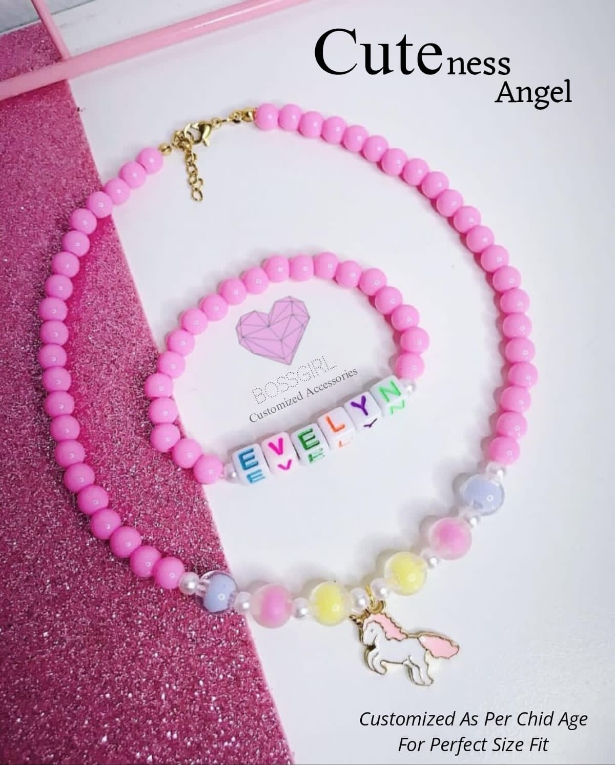 Cuteness Angels  Customized Necklace BRACELET SET