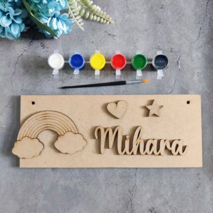 Personalized MDF Name Plate with Your Fav. Motif and Name