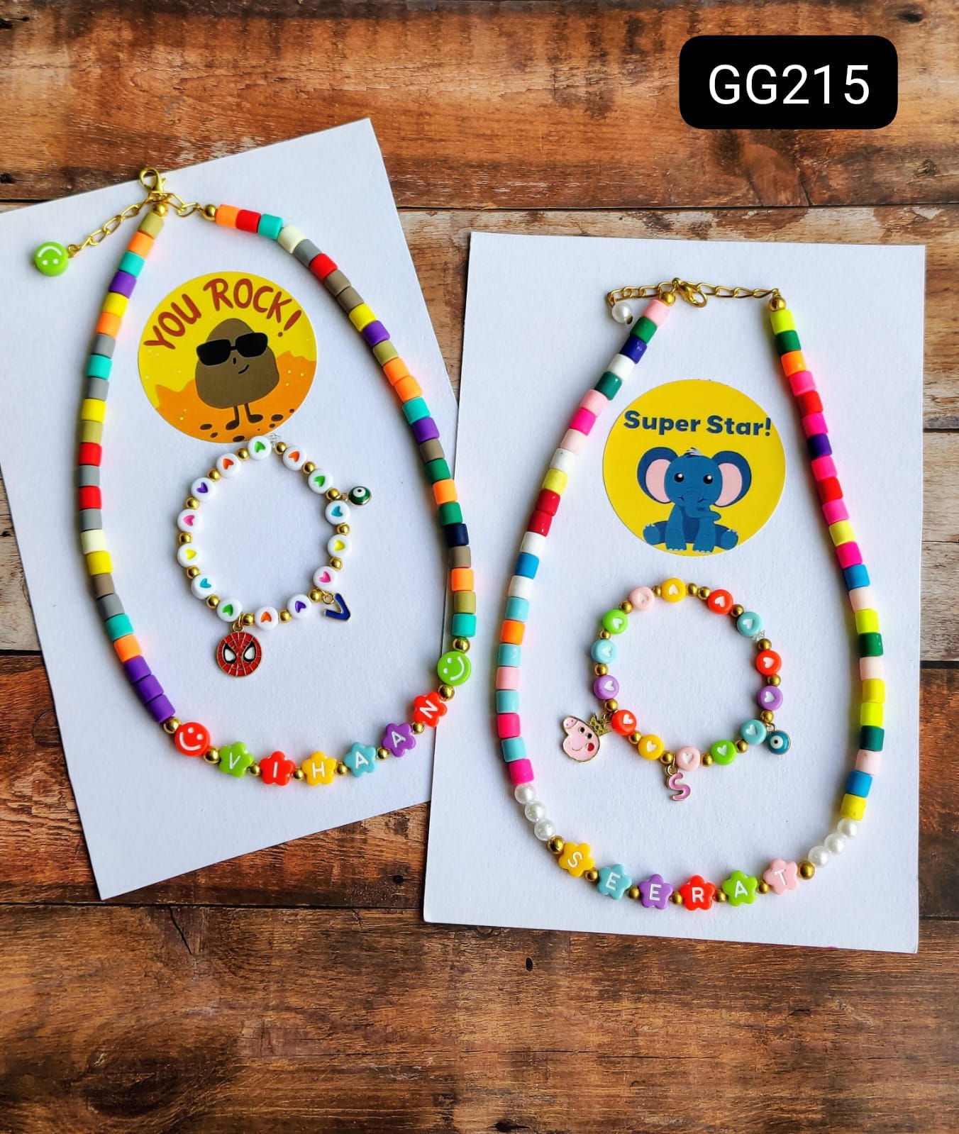 Kids Fimo Beads Personalised Necklace and Bracelet Set