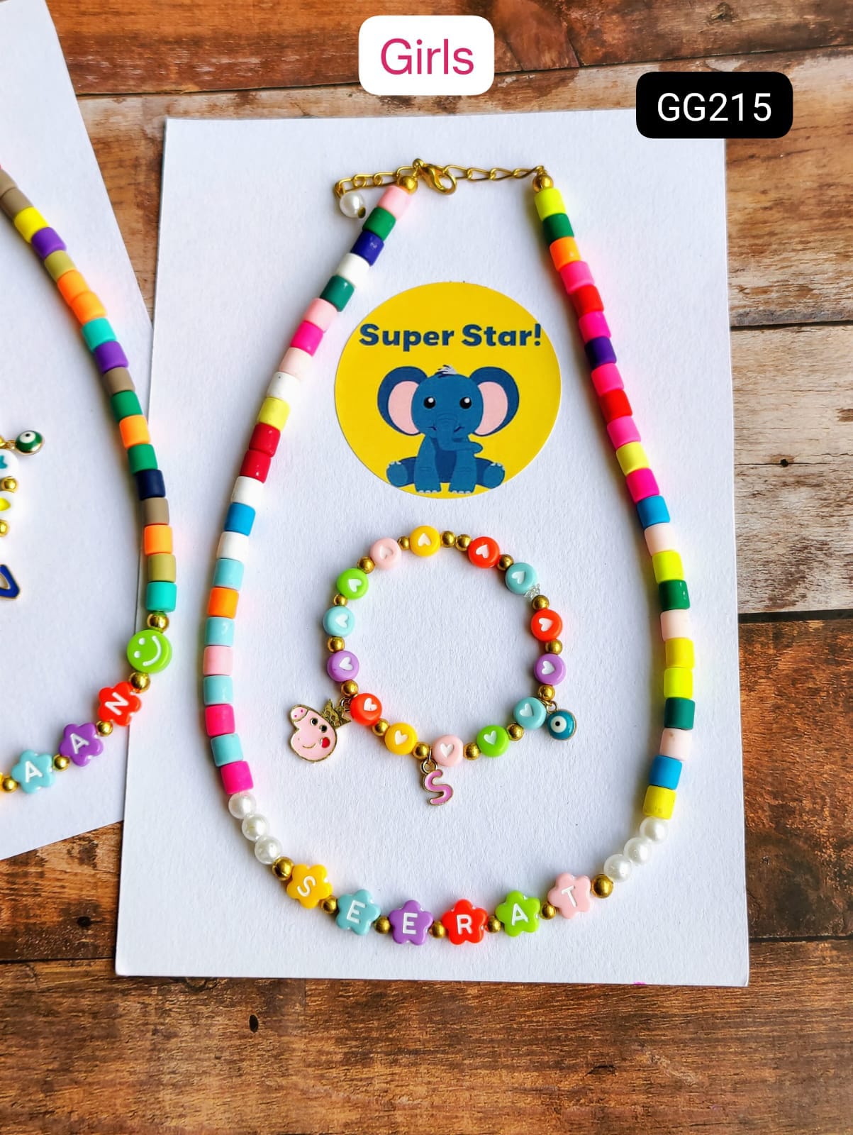 Kids Fimo Beads Personalised Necklace and Bracelet Set
