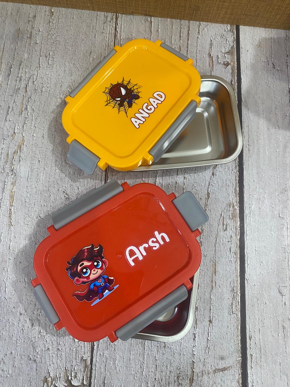 Personalized Steel Snacks Box with Spoon & Fork