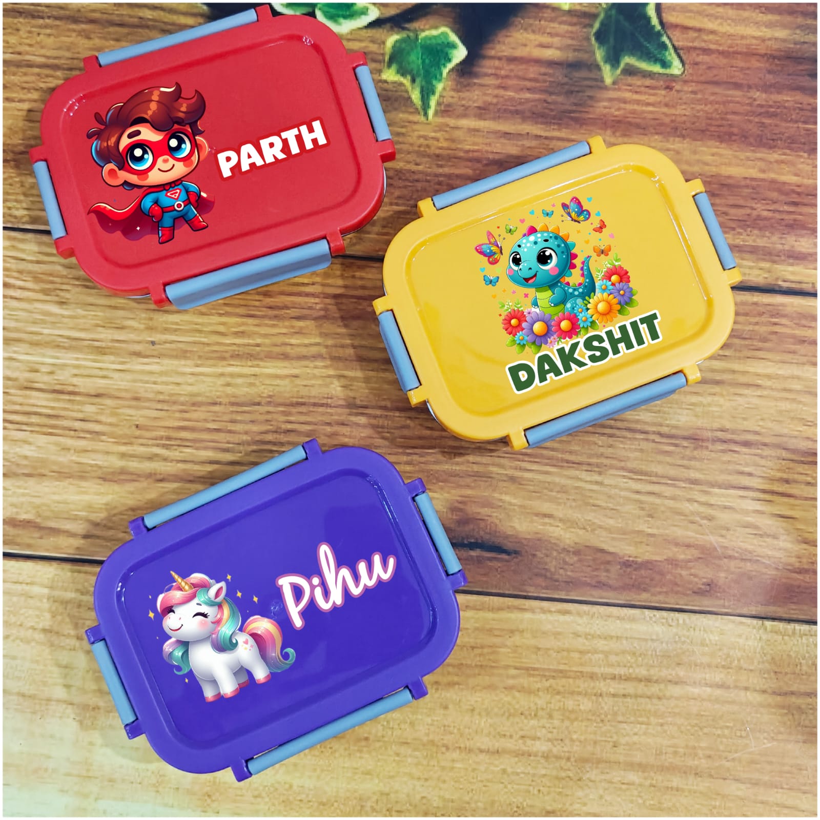 Personalized Steel Snacks Box with Spoon & Fork