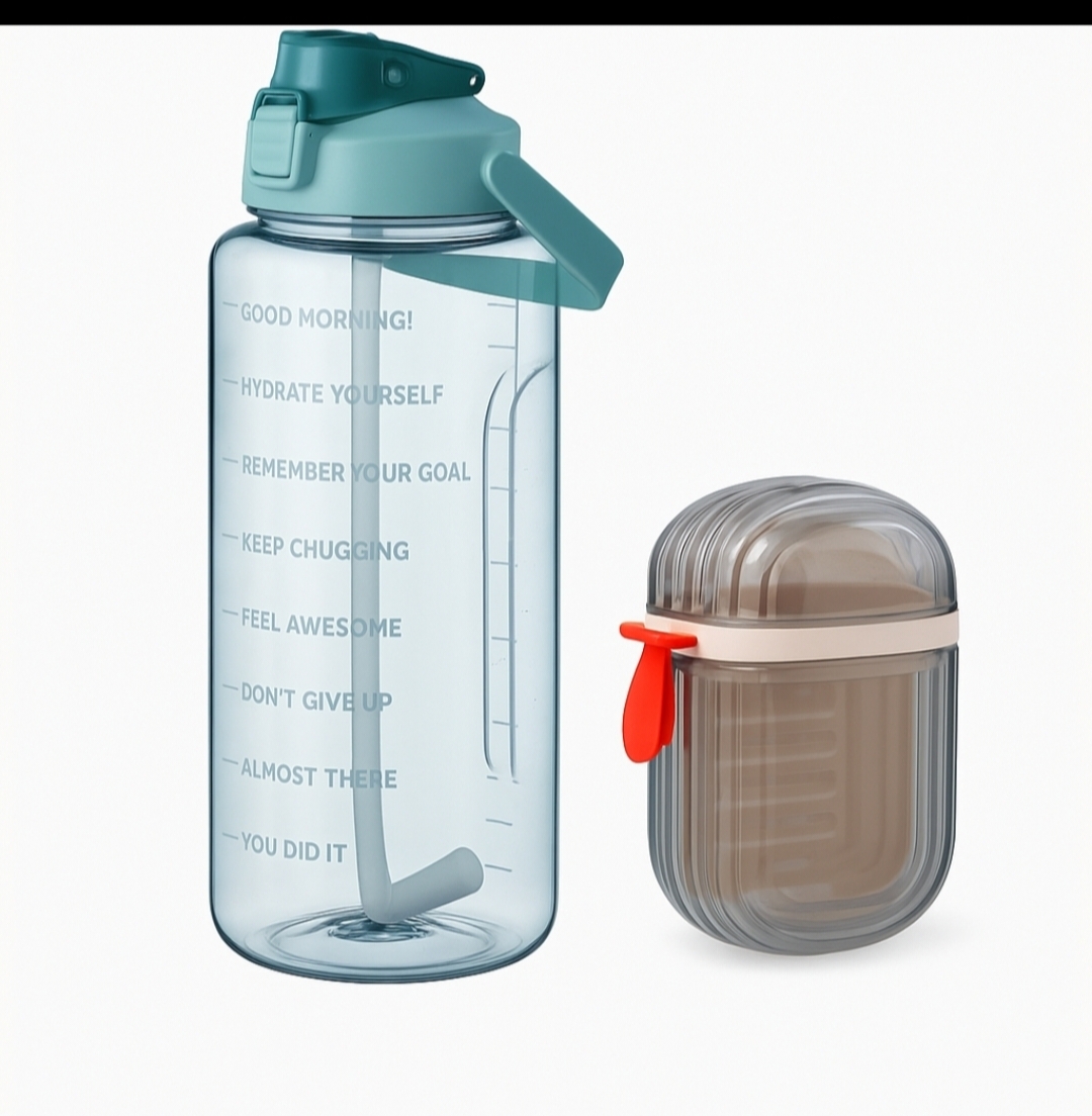 2L Motivational Water Bottle + Travel Soap Case 🔥