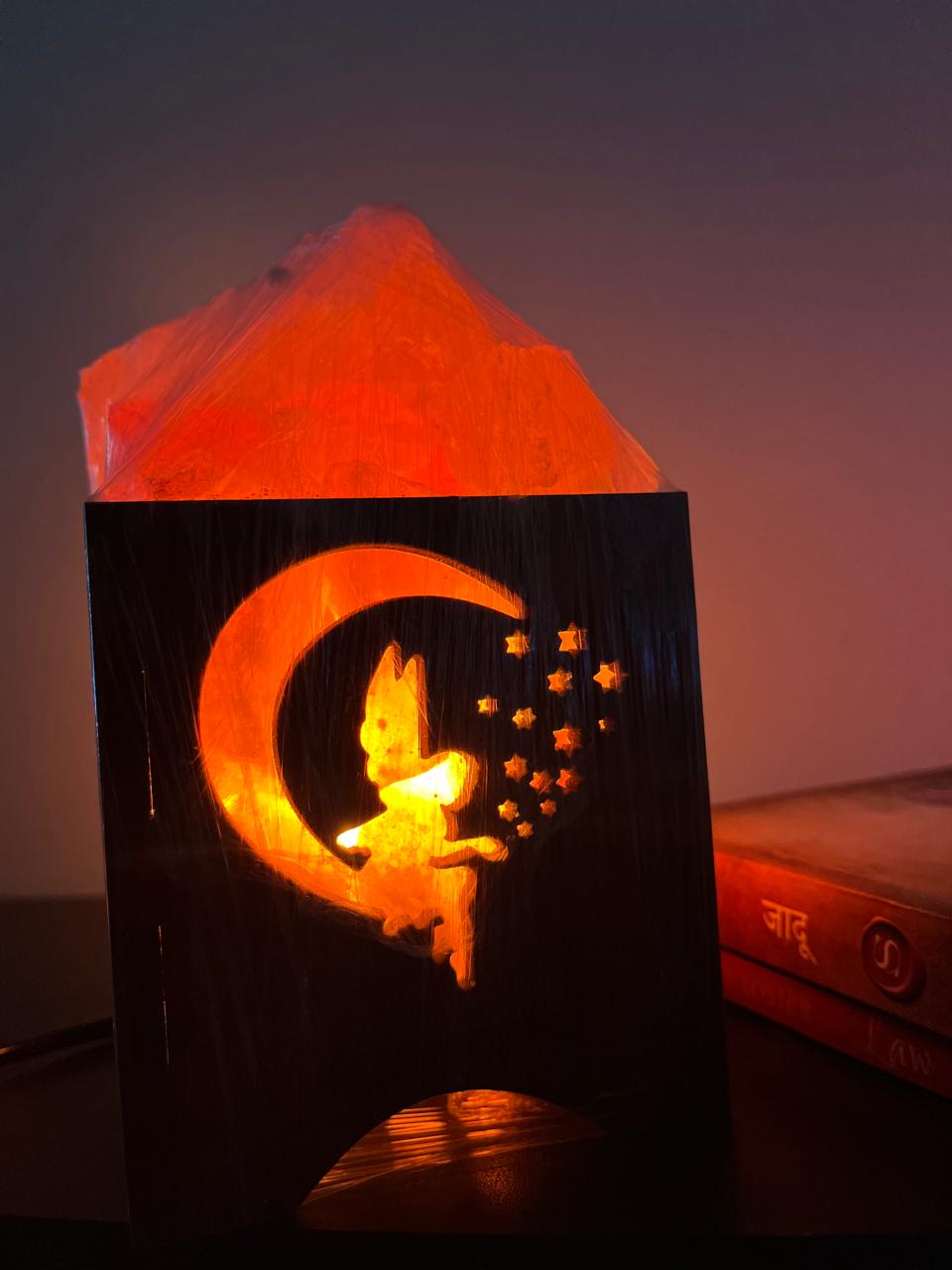 Couple Fairy Rock Salt Lamp(Wooden)