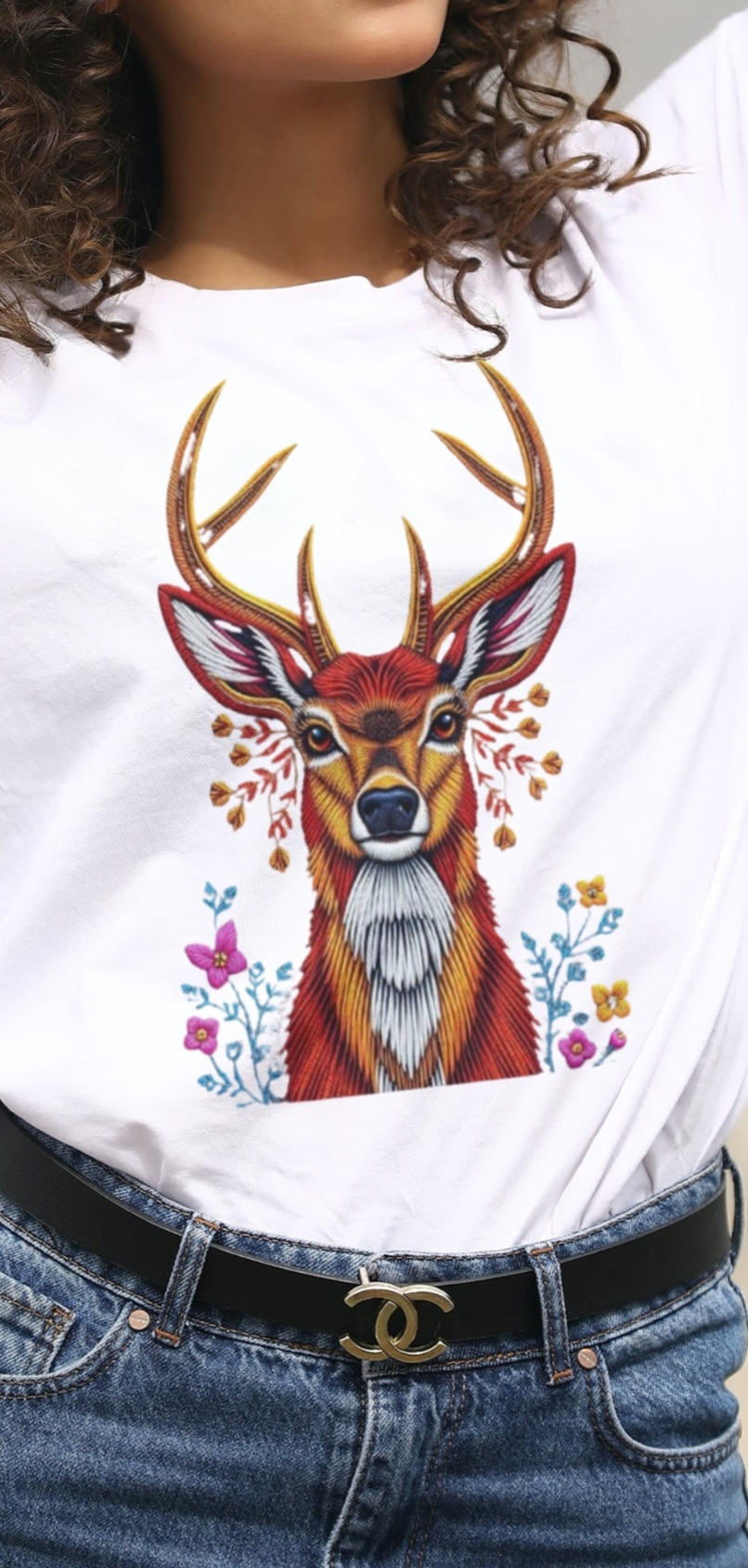 Reindeer Embroidery T-Shirt