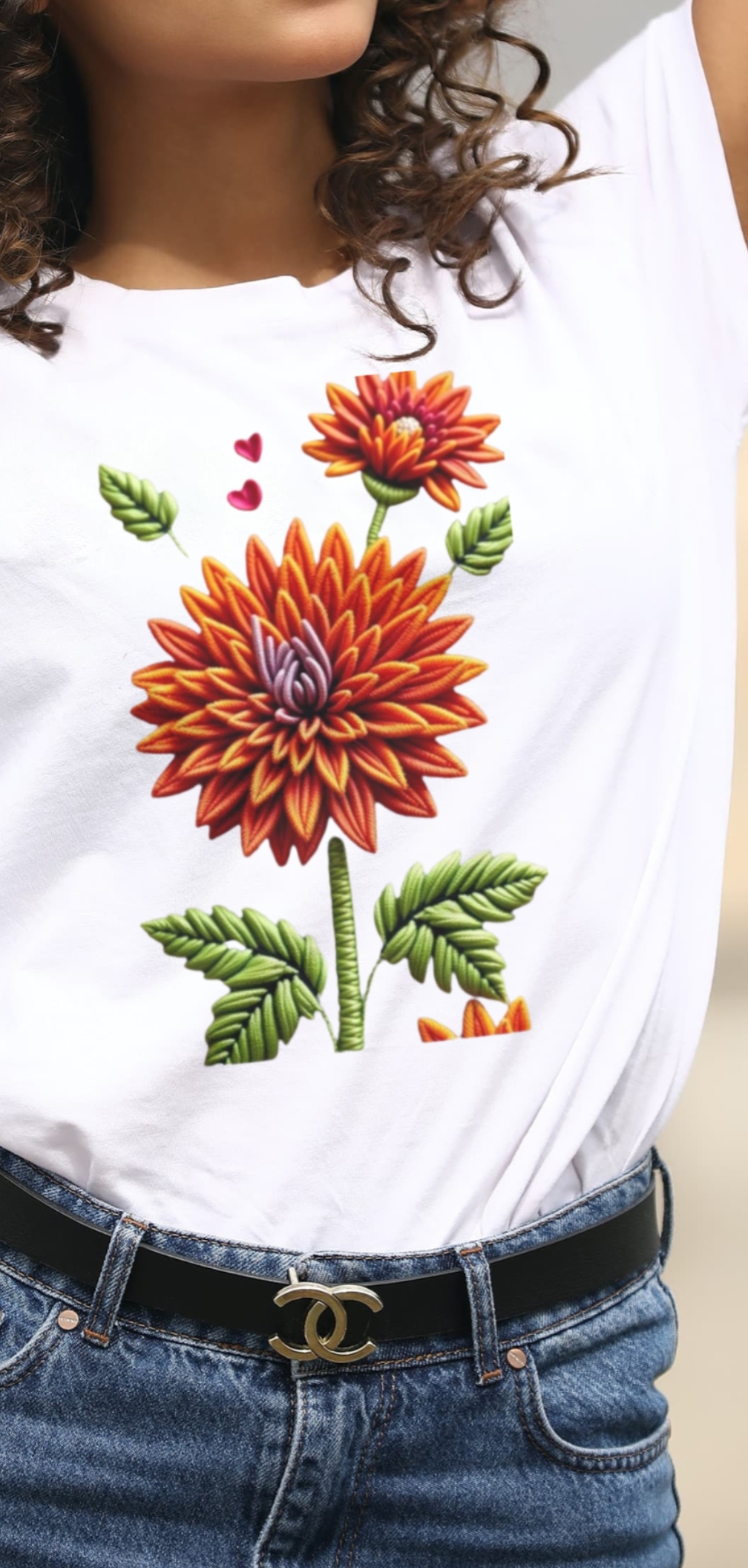 Floral Embroidery T-Shirt 1