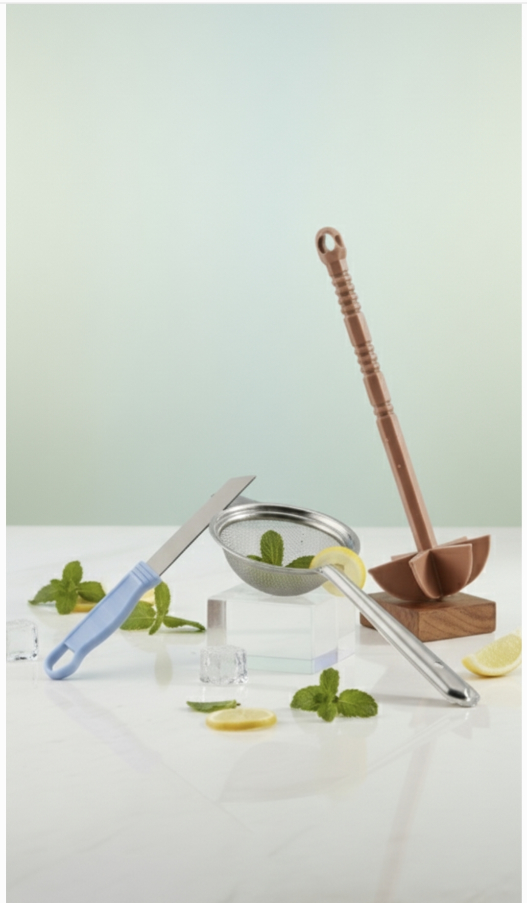 Premium Kitchen Combo – Lemon Squeezer, Strainer & Stainless Steel Knife (Set of 3)