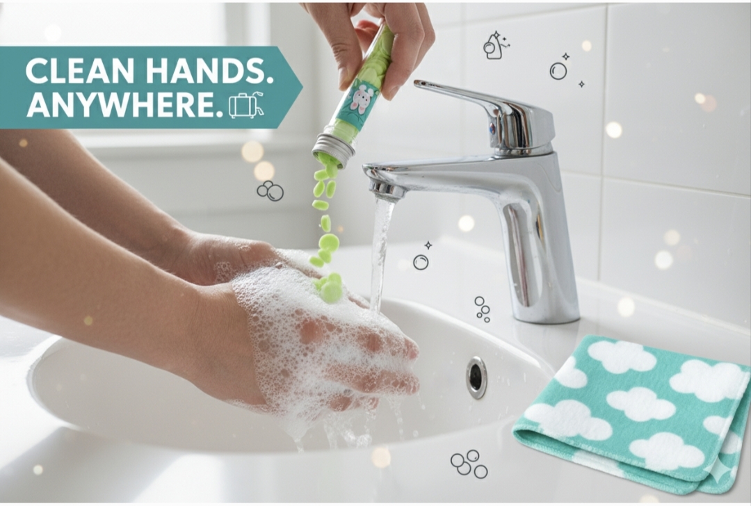 Soft & Easy Clean Hanky with Travel Paper Soap Combo