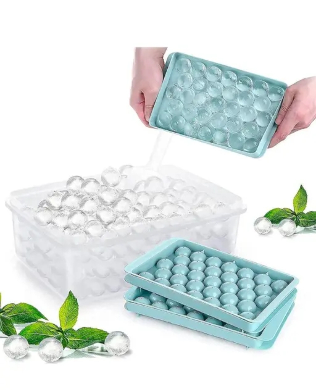33 grid Silicone Ice Ball Maker Tray | Easy Release Ice Cube Mold with Lid for Kitchen & Parties | Reusable Ice Cube Tray for Water, Juice & Cold Drinks