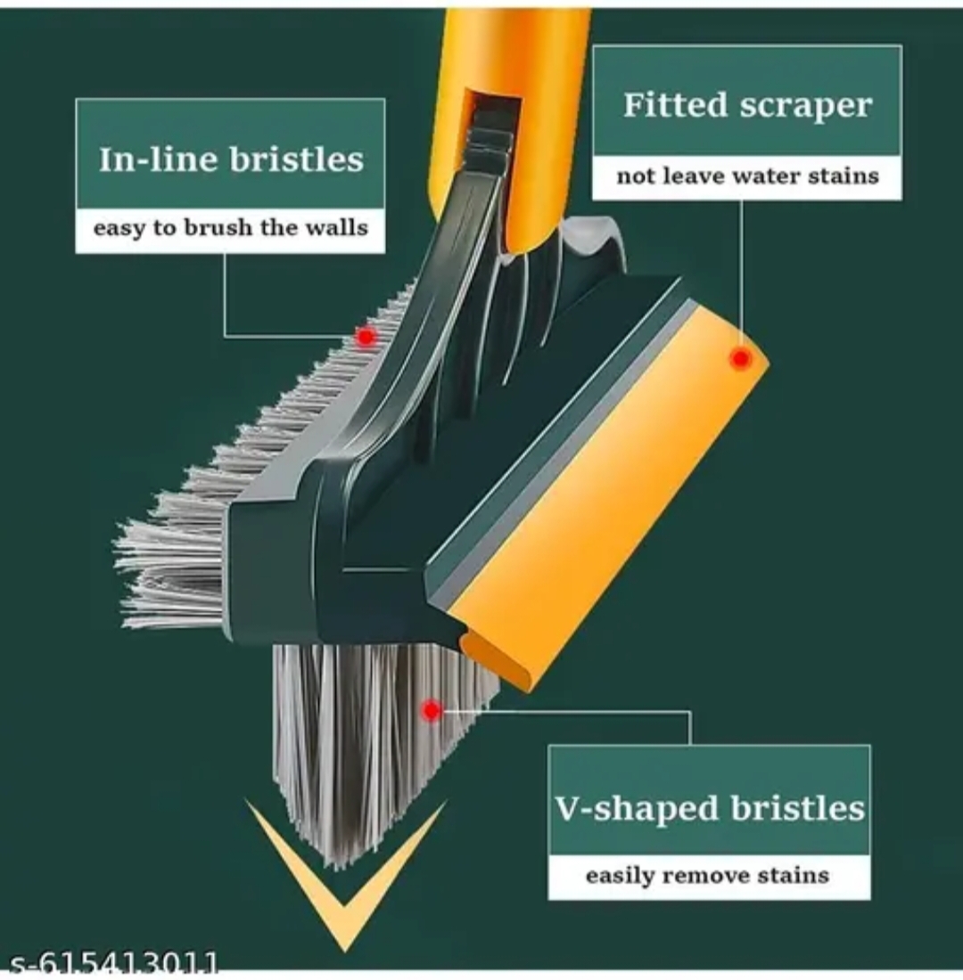 V-Shape 3in1 Floor & Tile Cleaning Brush with Long Handle | Multi-Purpose Grout Brush for Bathroom, Kitchen & Wall Tiles | Deep Clean Corners & Lines Easily