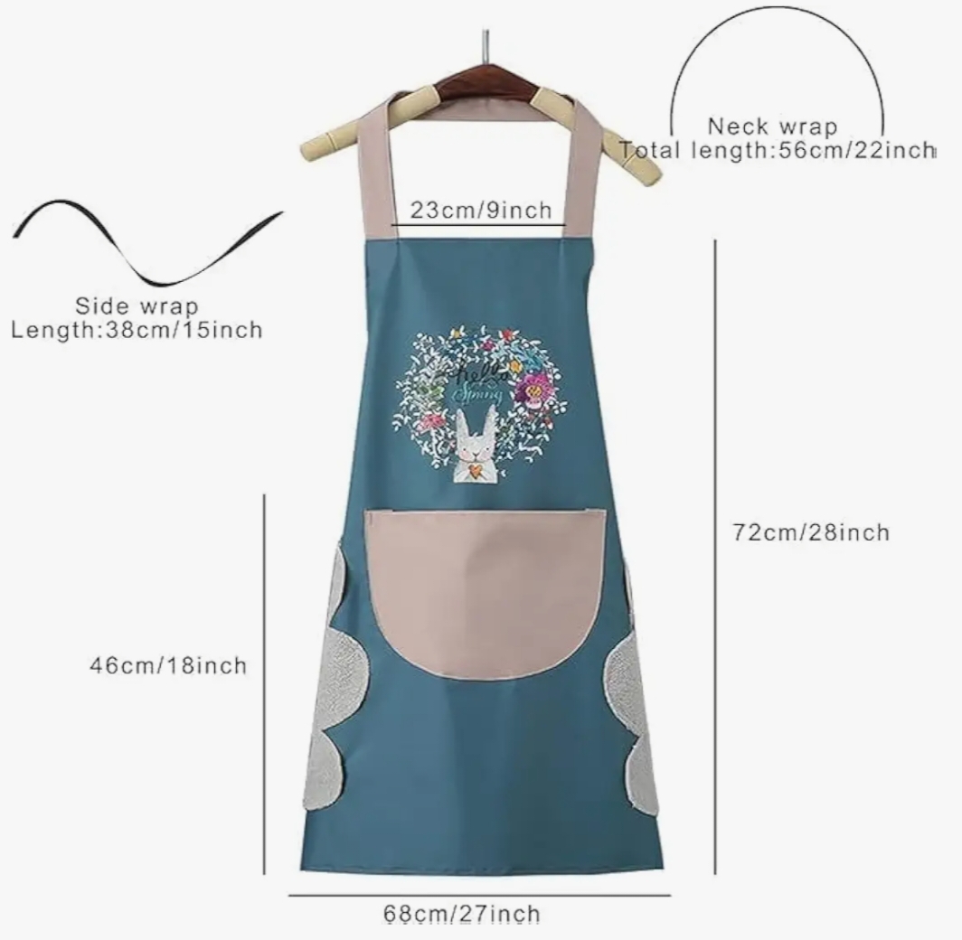 Pack of 1 Assorted | Waterproof Kitchen Apron for Women with Big Front Pocket Hand-Wiping Towel | Comfortable Wear-Resistant Chef Apron for Cooking | free size