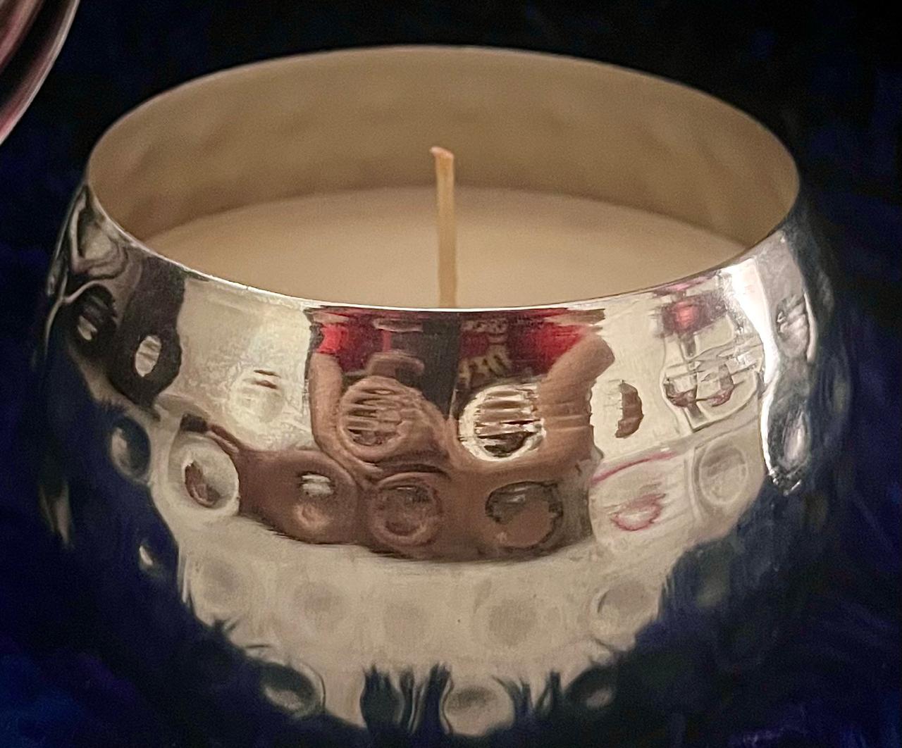 silver plated candle