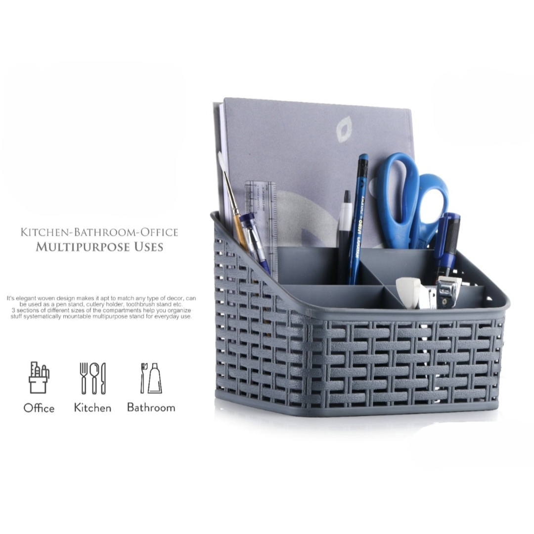 5-Slot Multi-Purpose Plastic Bathroom Home Office Desktop Table Storage Container Basket Stationary Organizer Stainless Steel Bathroom Shelves (1ps Multicolour)