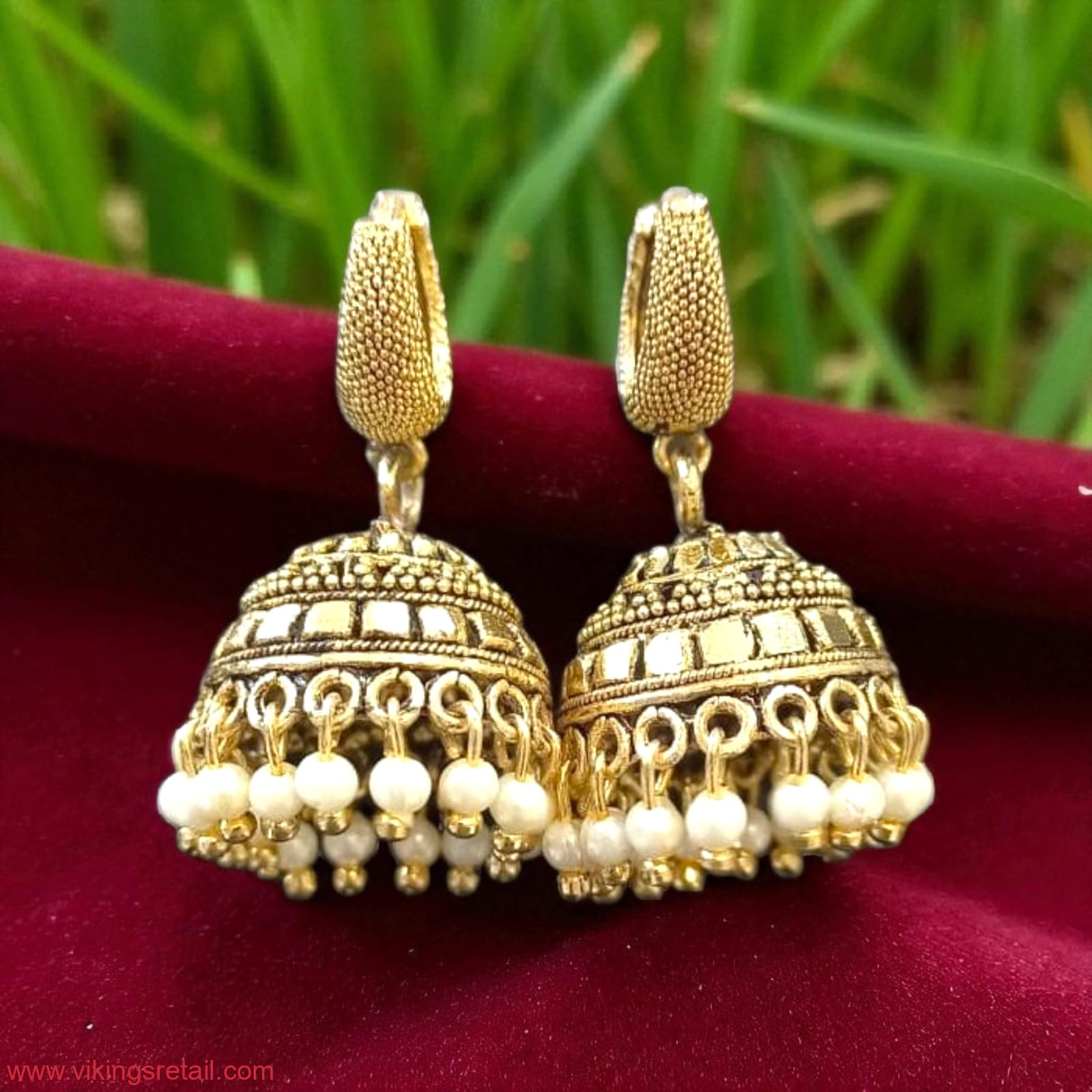 Traditional Wedding Bridal Gold Plated Jhumki Jhumka Earrings
