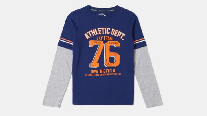 Boy's Full Sleeve Tee- Blue Depth