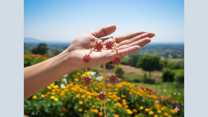 Floral pink choker set