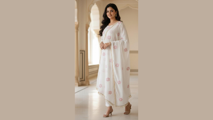 Premium Pure Bhagalpuri Dull Chadar Dupatta with Elegant Floral Embroidery – Soft Luxury Collection | The Massive Shop