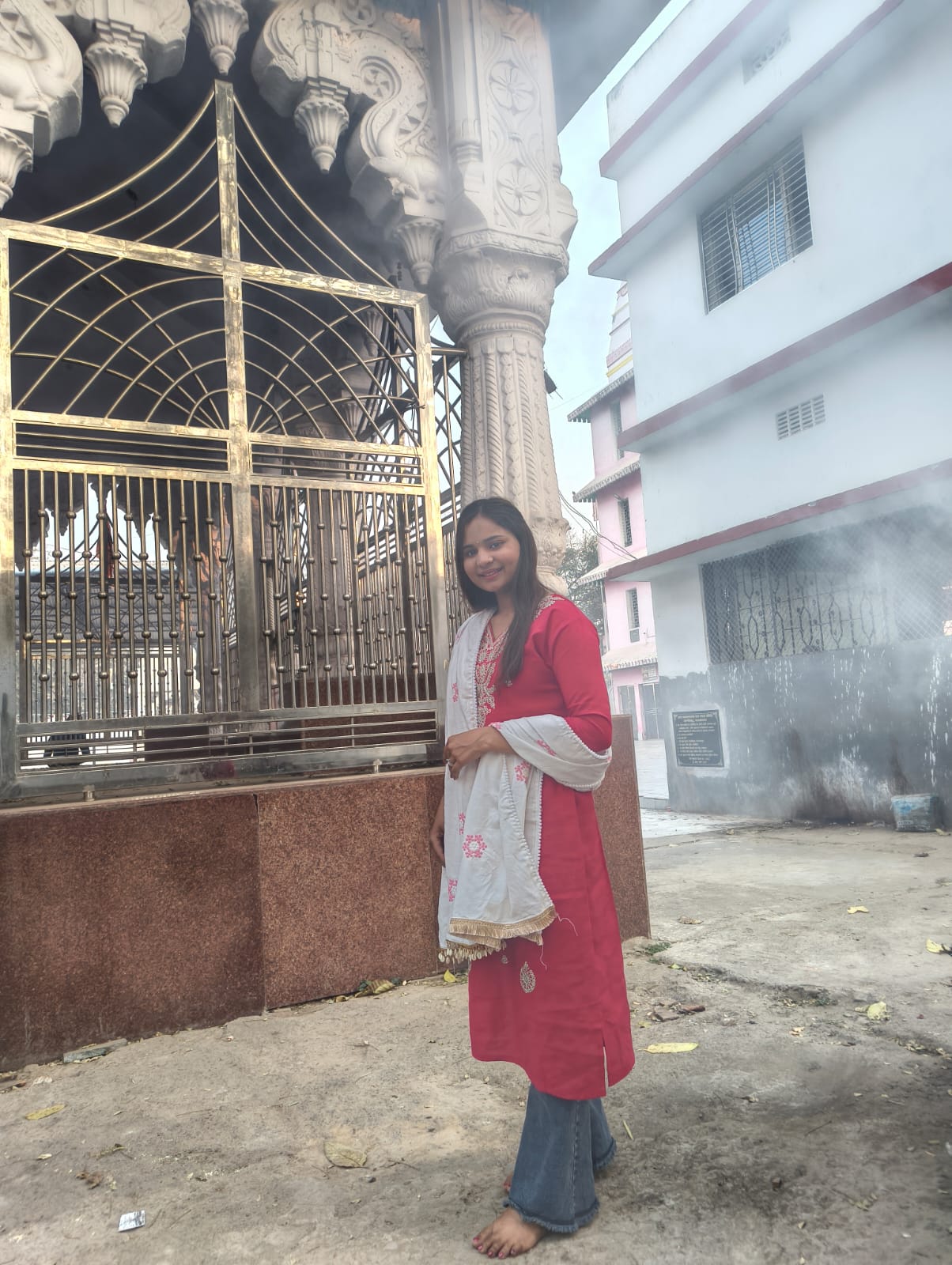 Premium Dull Fabric Shawl with Pink & White Floral Embroidery 🪡 | Elegant Winter Collection