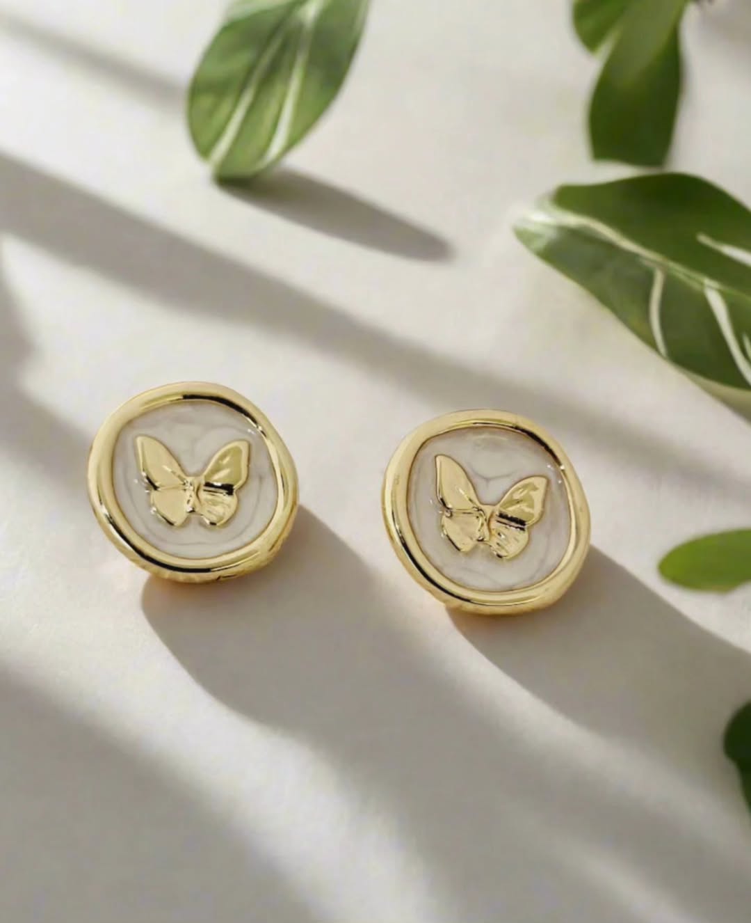 Butterfly Round Stud Earrings