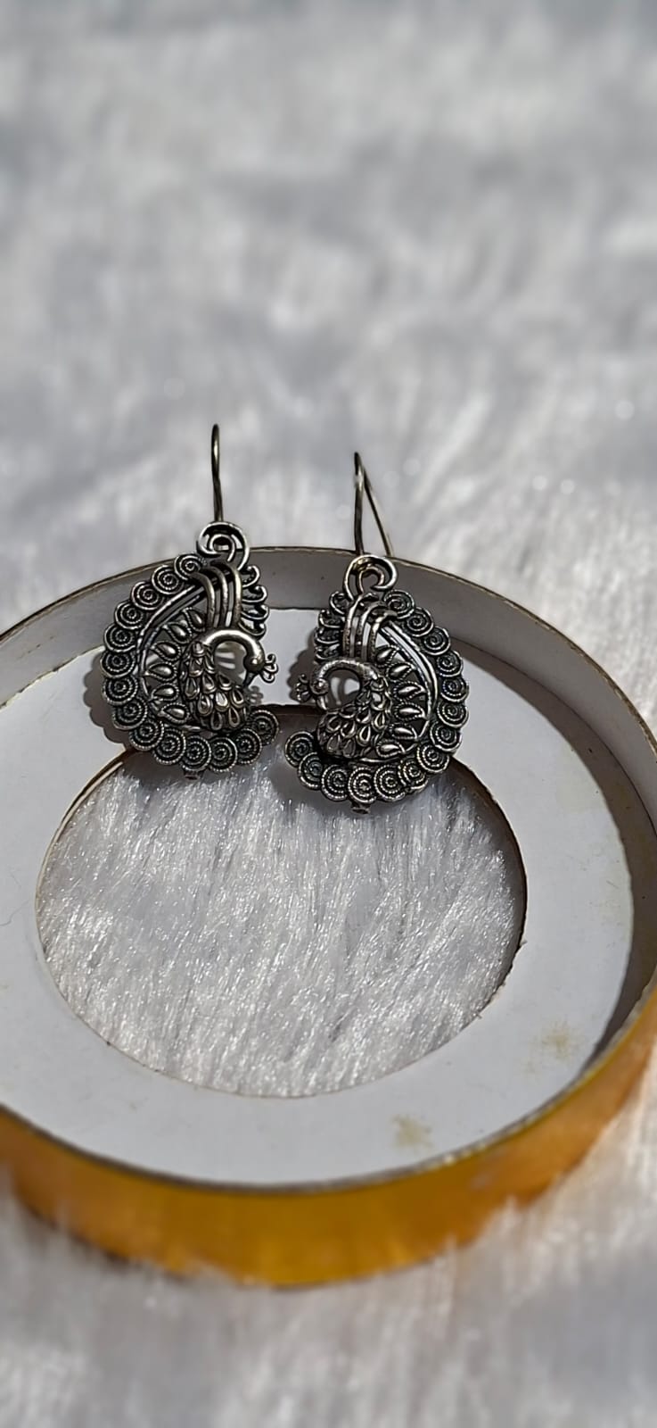 Oxidised Peacock Design Earrings