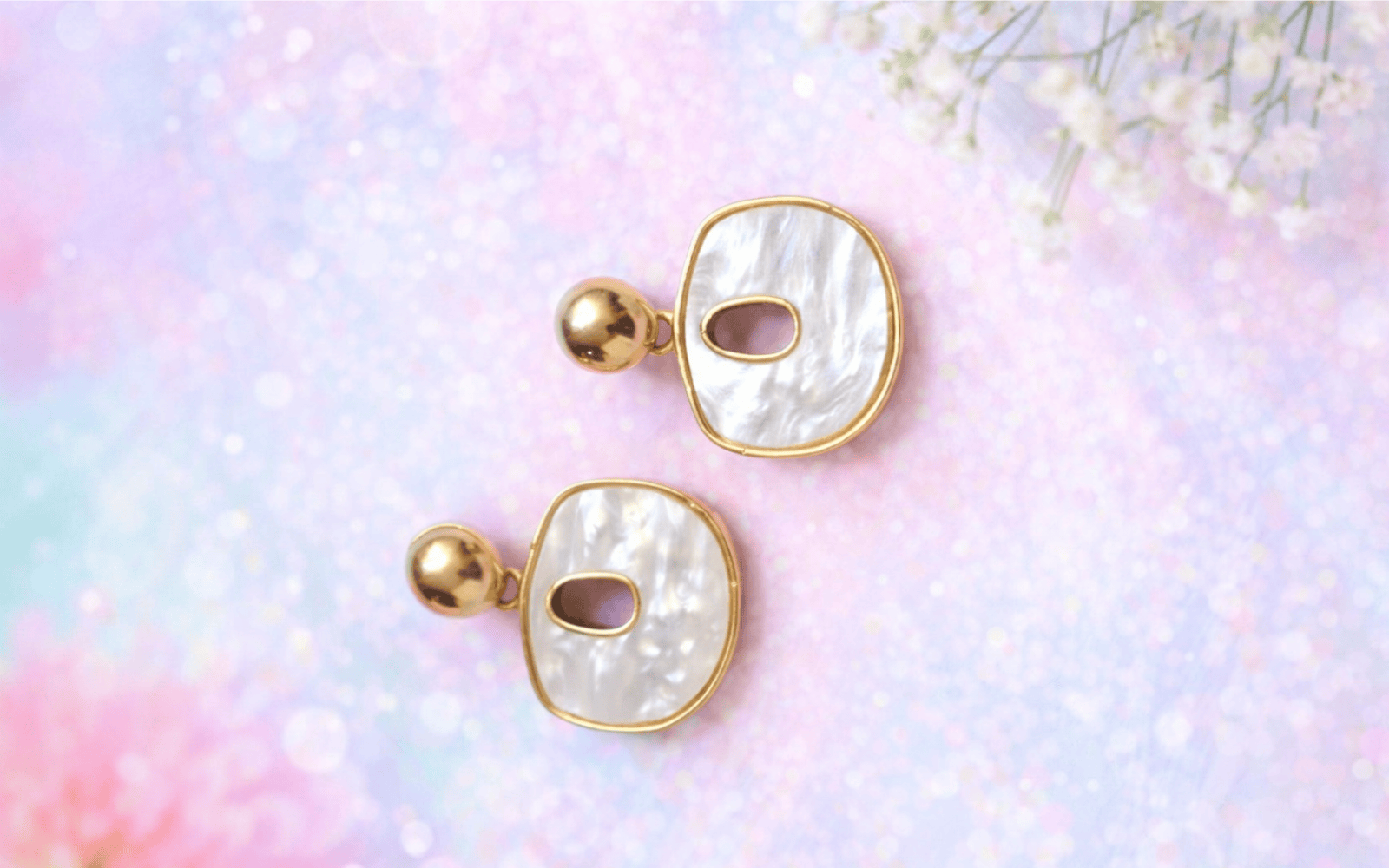 Pearl Shell Geometric Drop Earrings