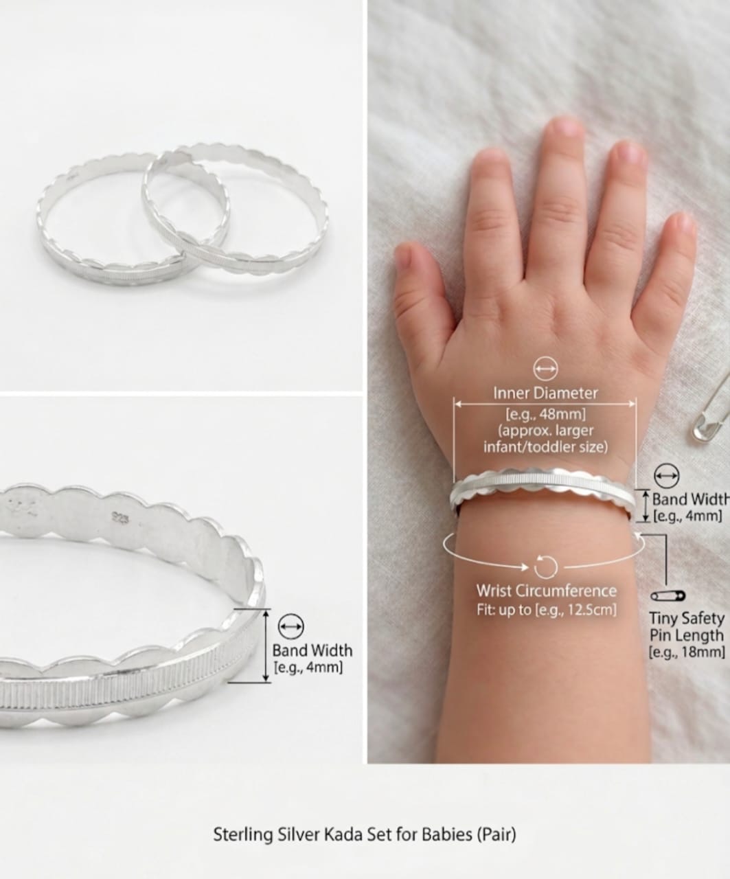 Pure 925 silver baby kada