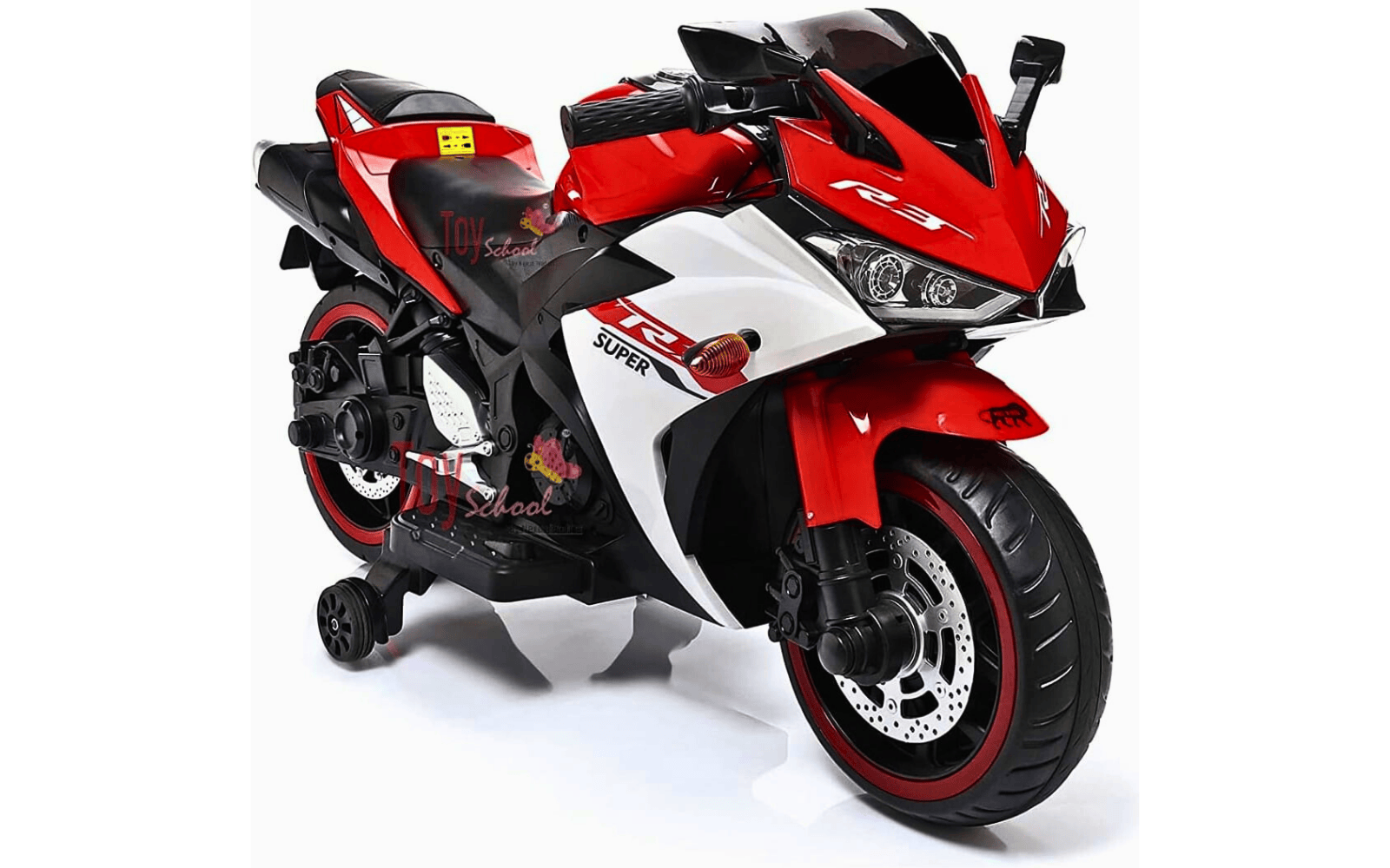 ALSTOY R6 Kids Electric Ride-On Sports Bike with LED Lights & Training Wheels