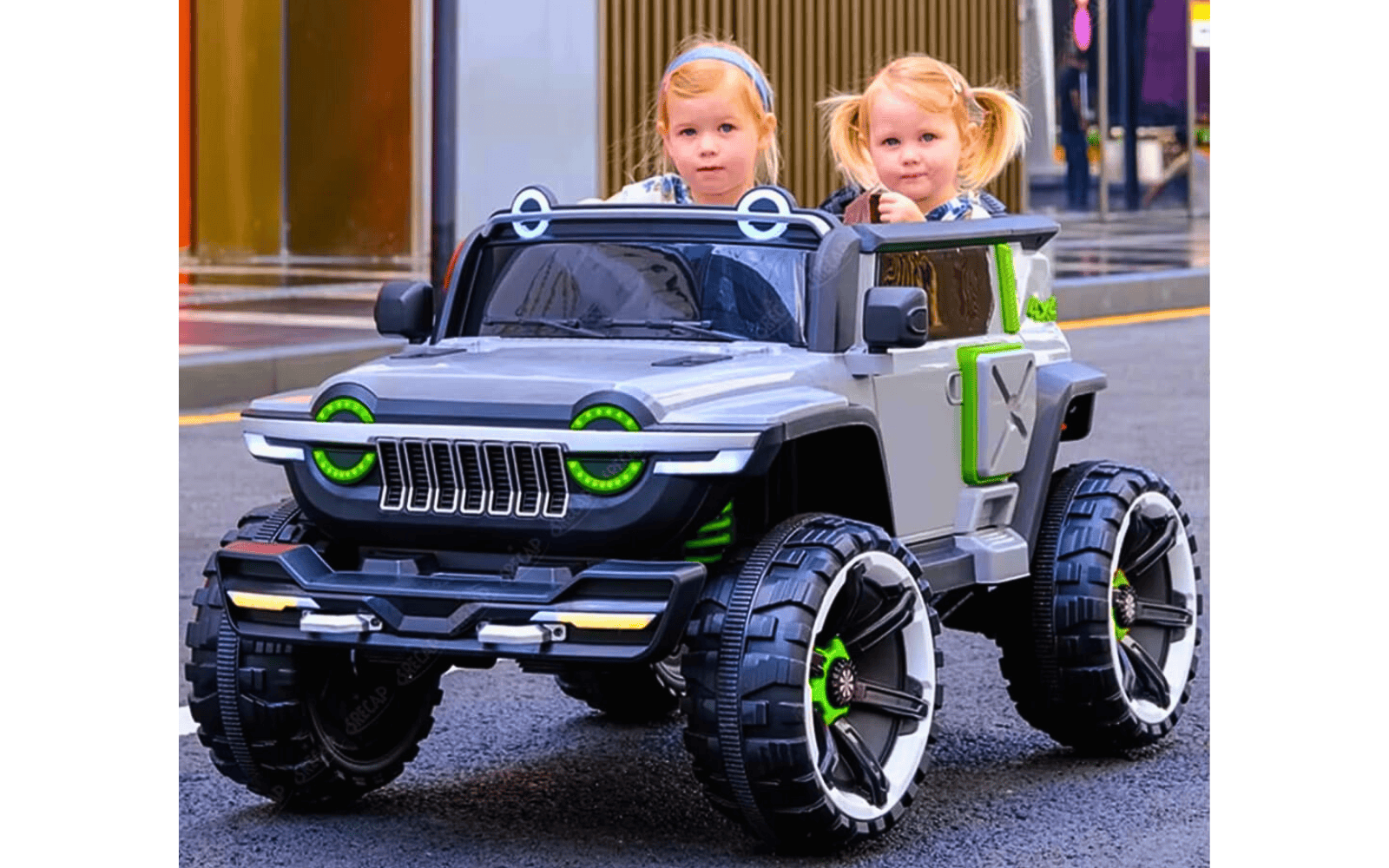 4x4 Kids Electric Ride-On Off-Road Jeep with Remote Control, LED Lights & Multimedia System