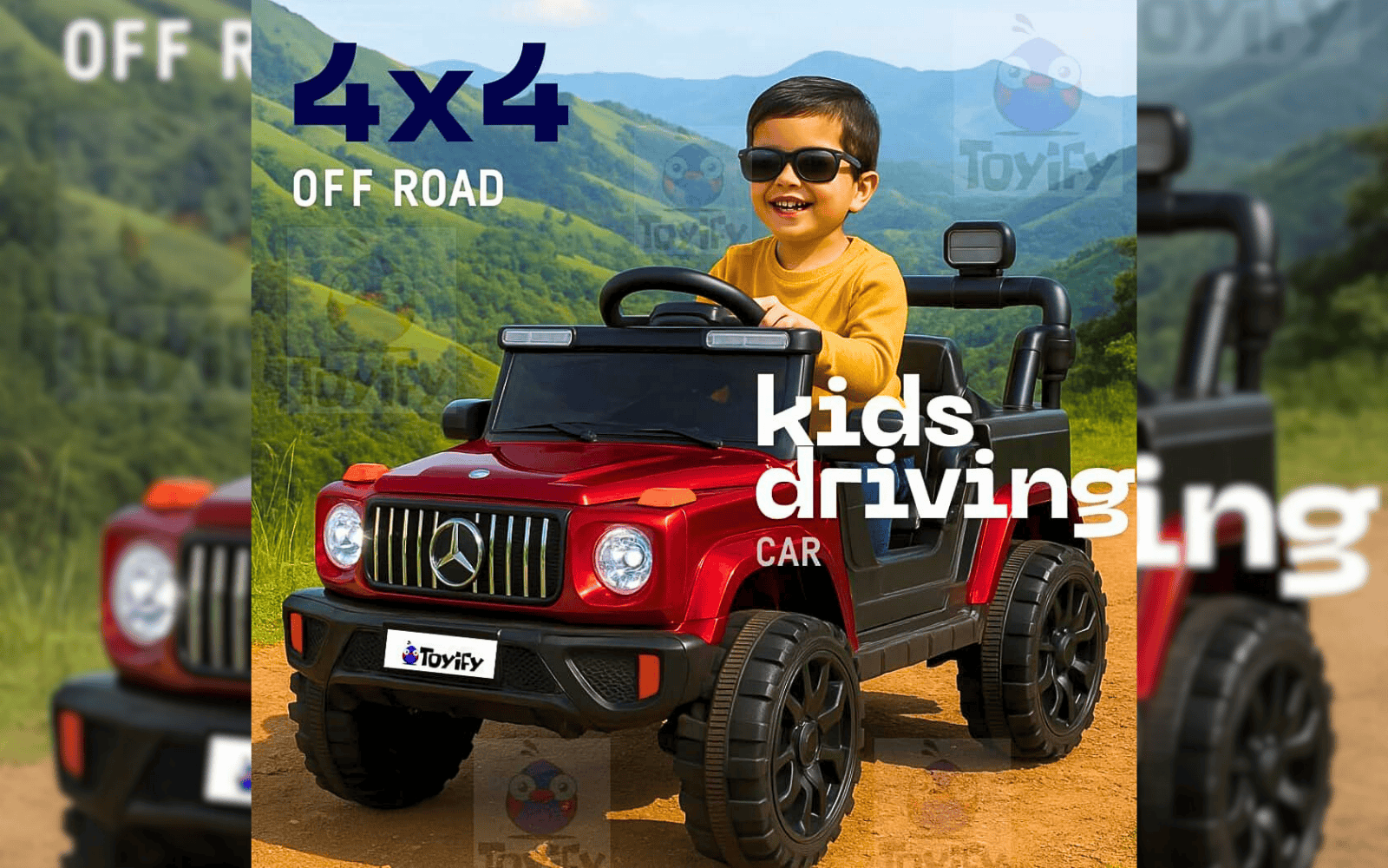 Kids 4x4 Electric Ride-On Jeep Car with LED Lights, Music System & Swing Mode