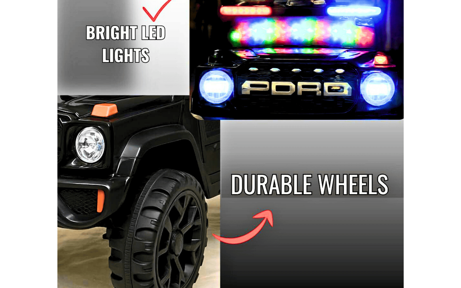 Kids 4x4 Electric Ride-On Jeep Car with LED Lights, Music System & Swing Mode