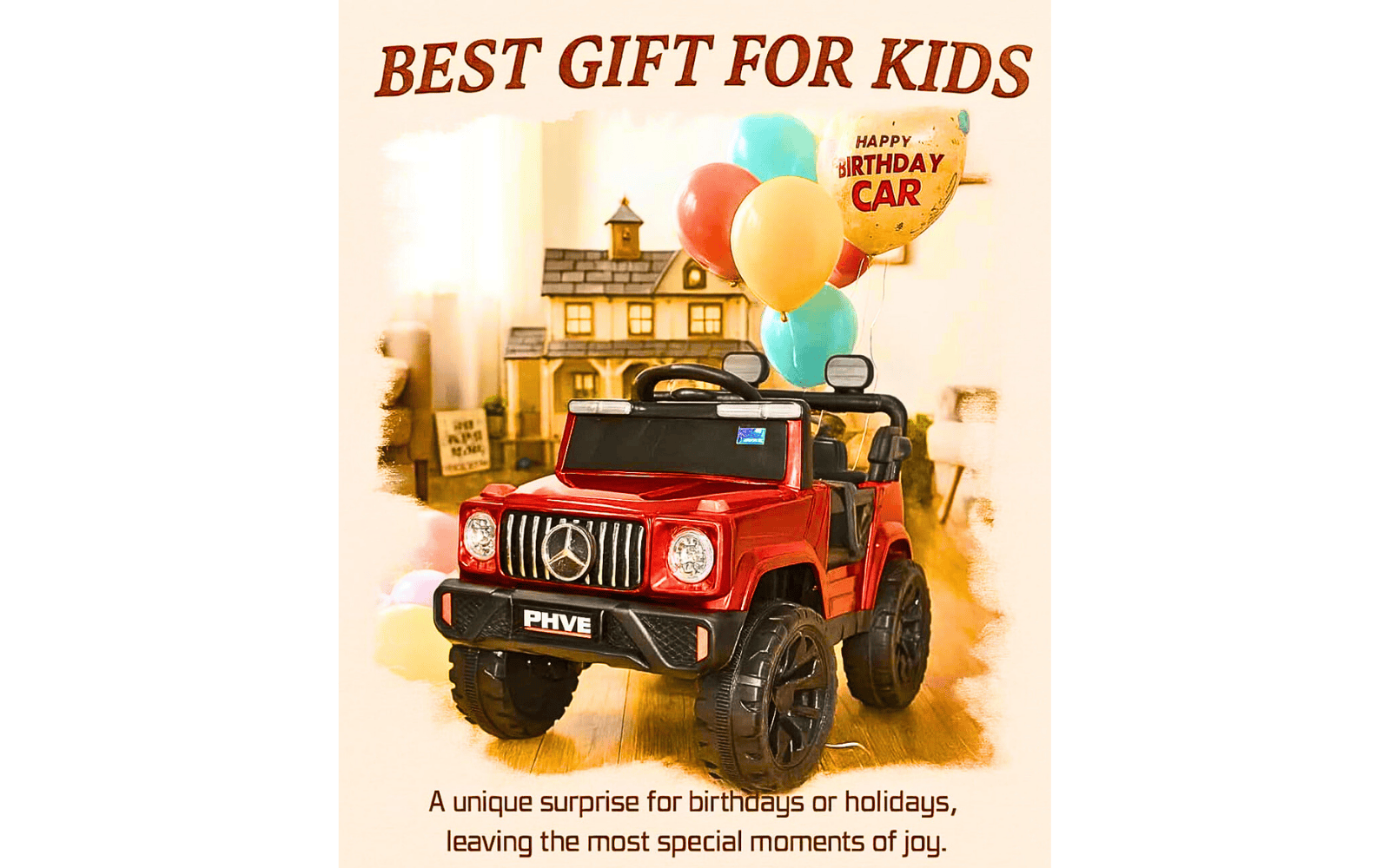 Kids 4x4 Electric Ride-On Jeep Car with LED Lights, Music System & Swing Mode