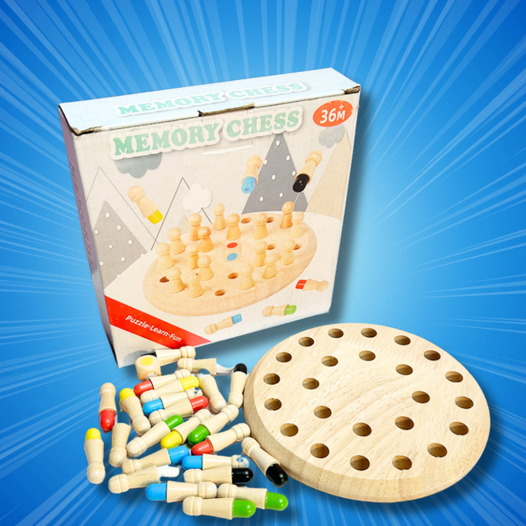 Wooden Memory chess game