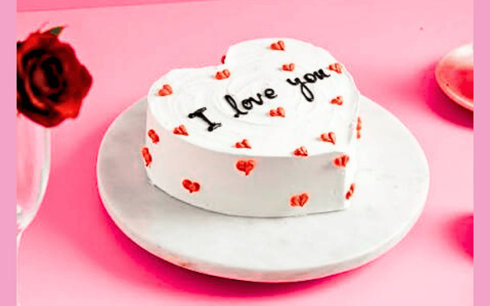 Heart Shape Vanilla Love Cake