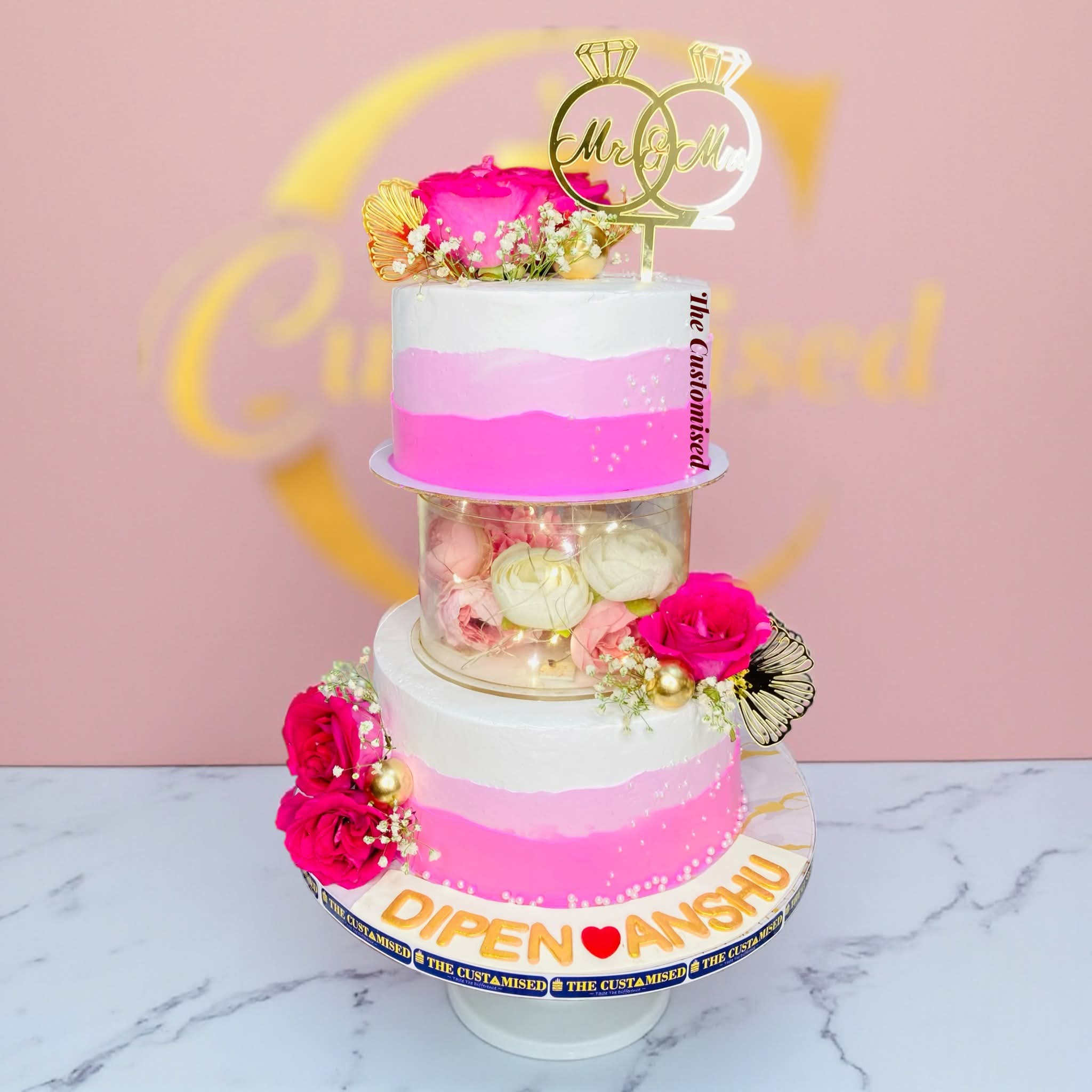 Two Tier Floral Wedding Cake