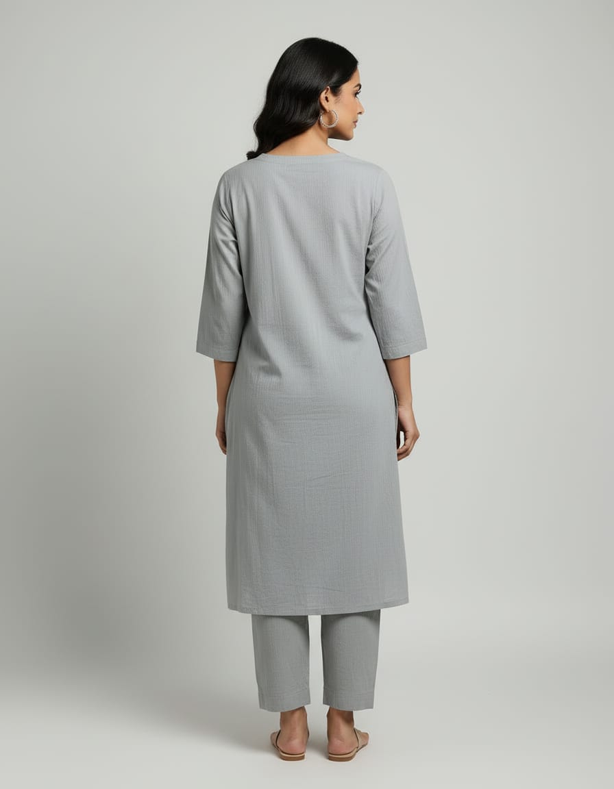 Women’s Solid Grey Kurta Pant Set | Comfortable Casual & Office Wear