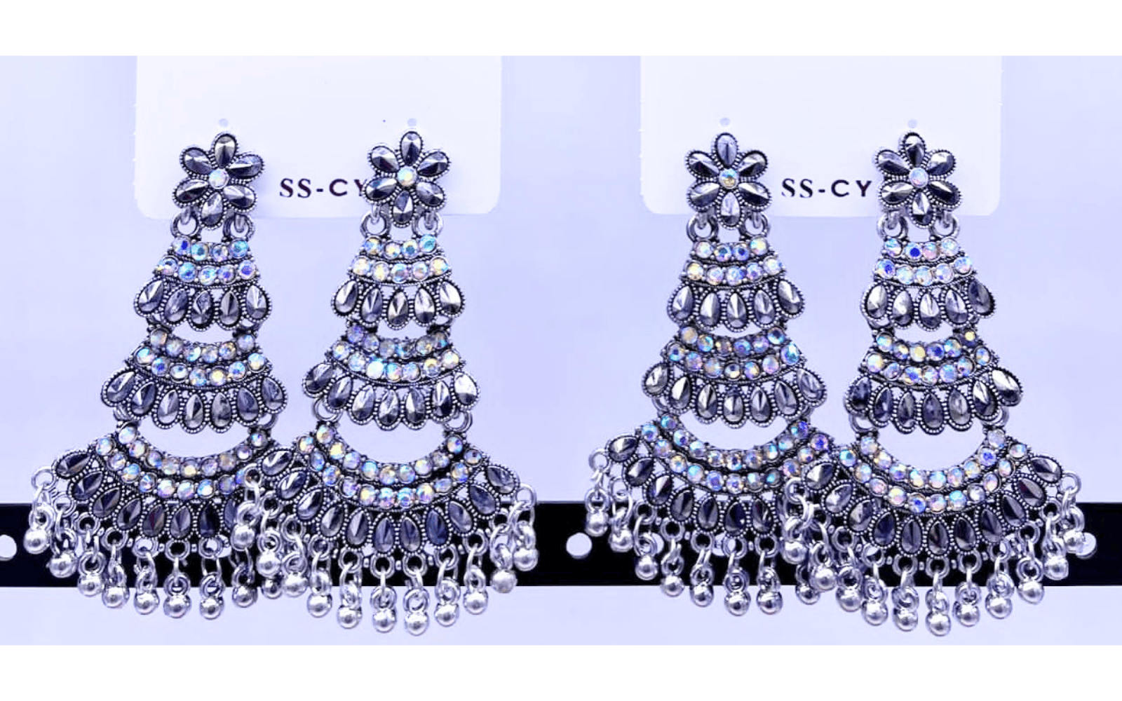 Traditional Oxidised Silver Chandbali Earrings for Women