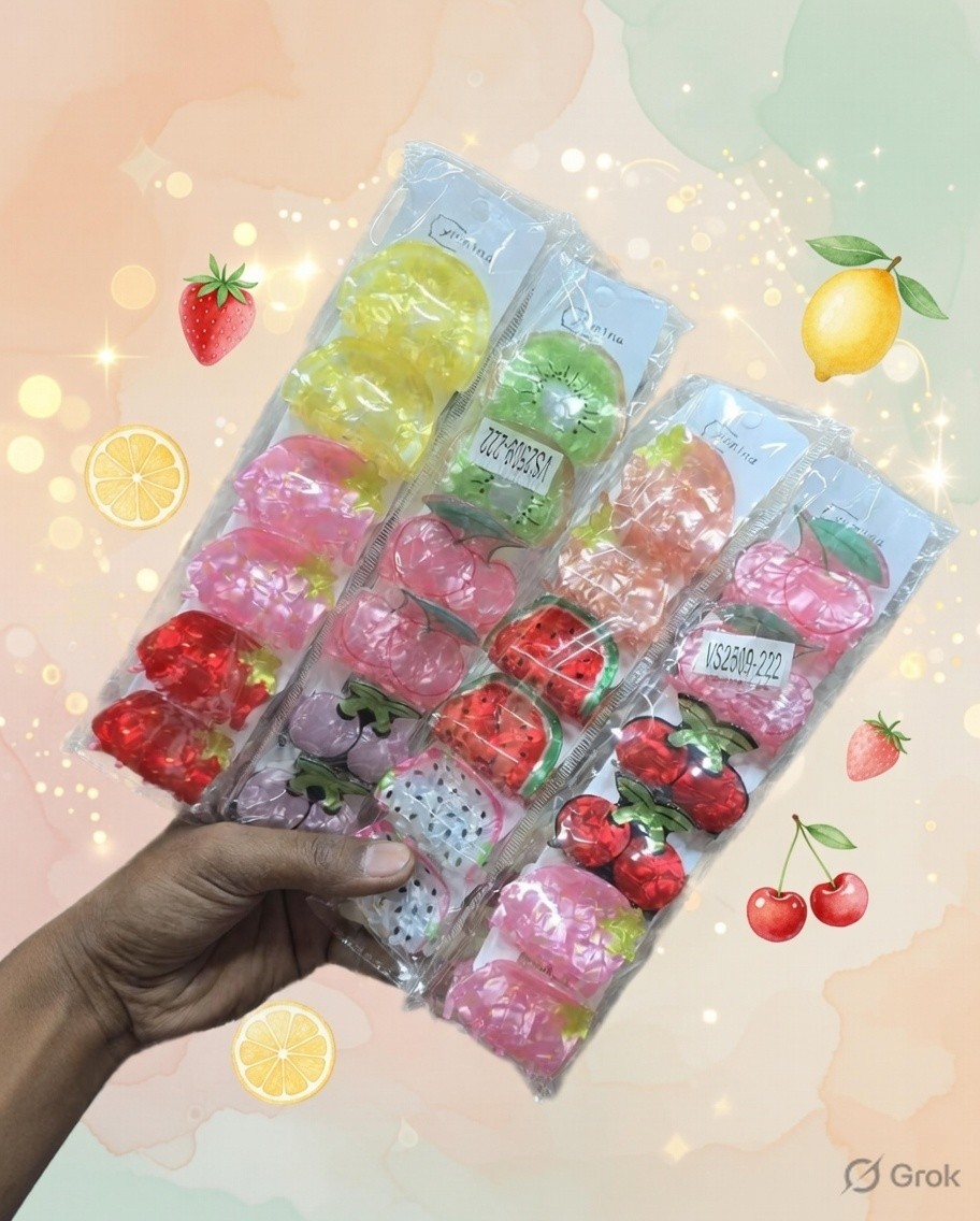 Cute Fruit Hair Claw Clips | Stylish Girls Hair Accessories (Pack of 4/6)