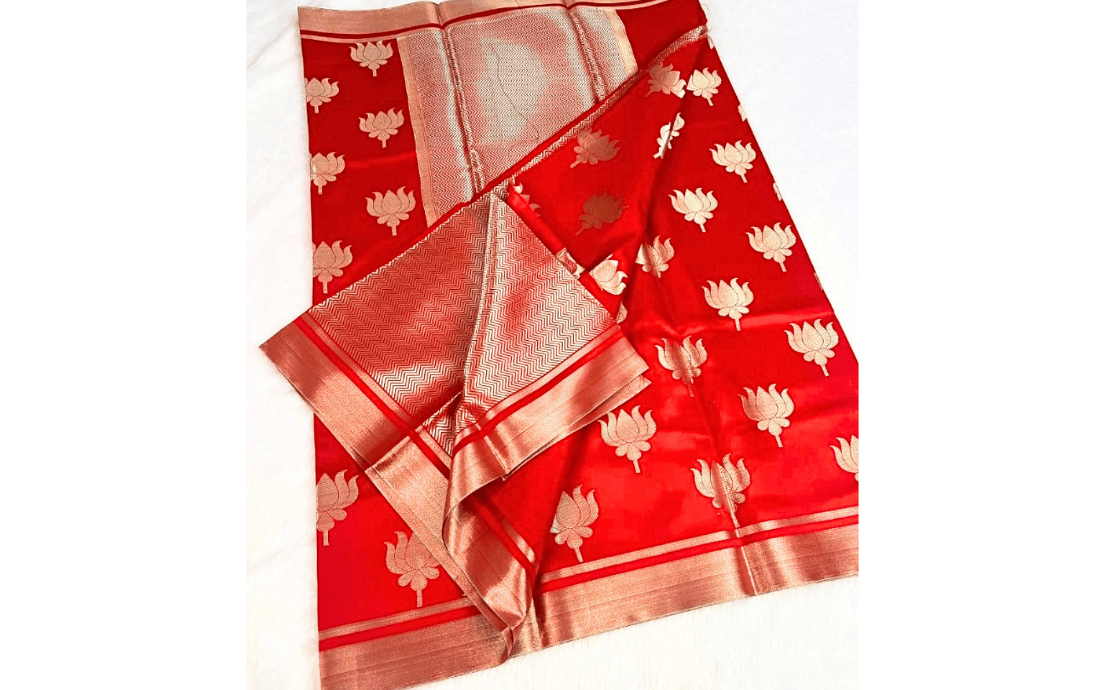 Banarasi Silk Saree | Red & Gold Zari Woven Festive Wear
