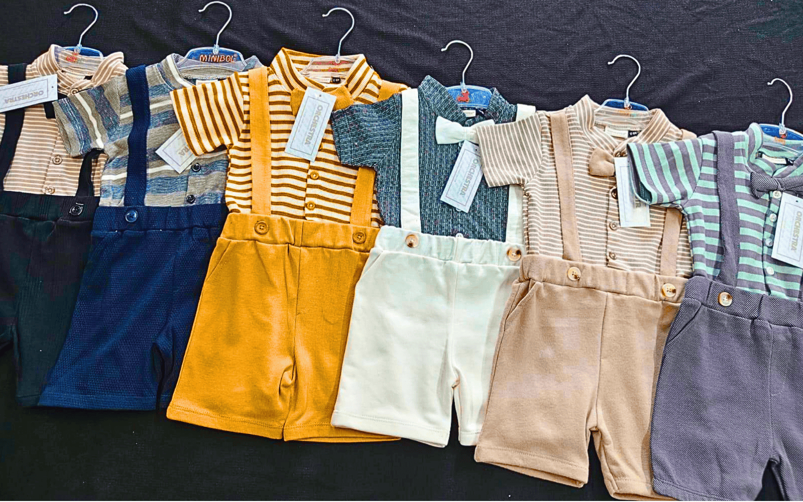 Baby Boys Suspender Outfit Set | Shirt + Shorts + Bow Tie Combo (Party Wear)