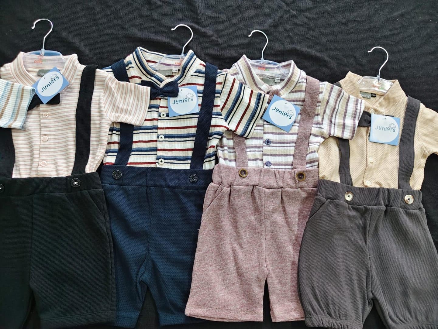 Baby Boys Suspender Outfit Set | Shirt + Shorts + Bow Tie Combo (Premium Party Wear)
