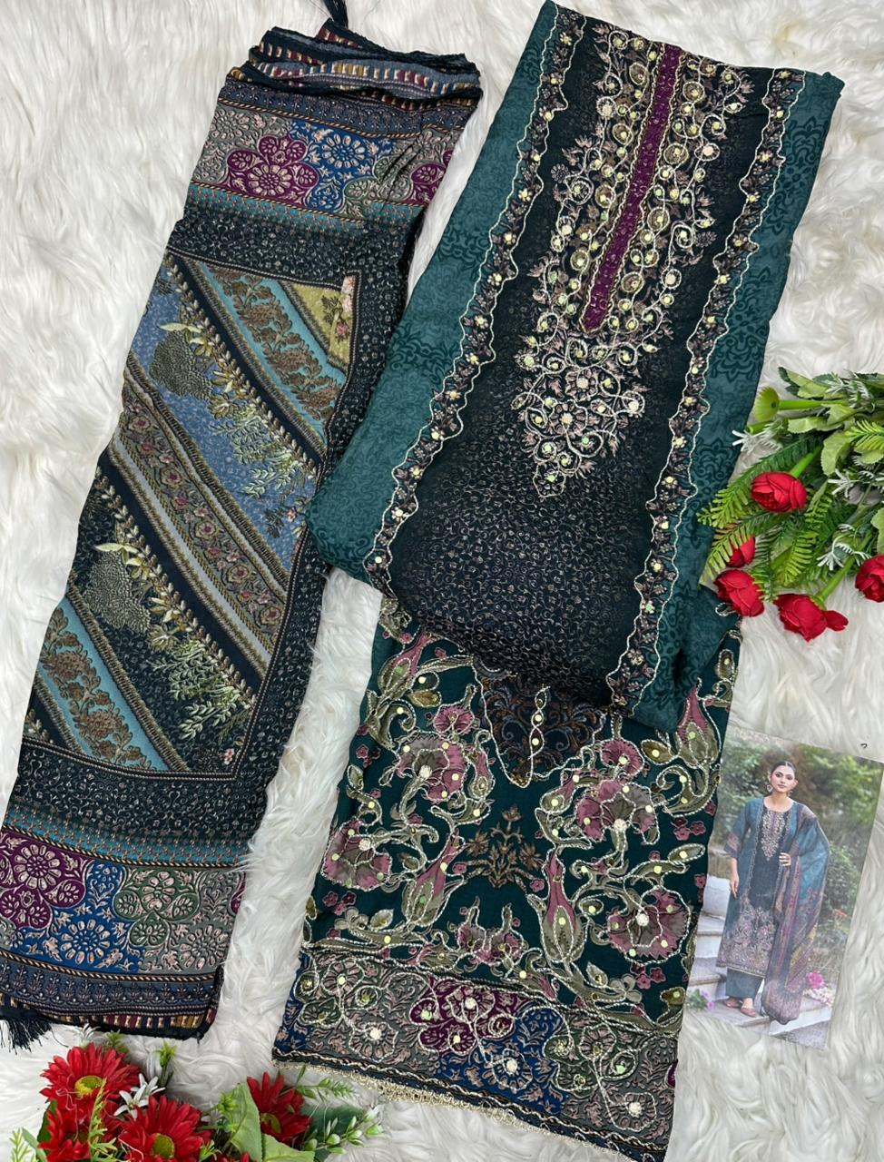 Pure viscous Maslin digital print with aari and hand work*     Dupatta *pure viscose Maslin digital print*