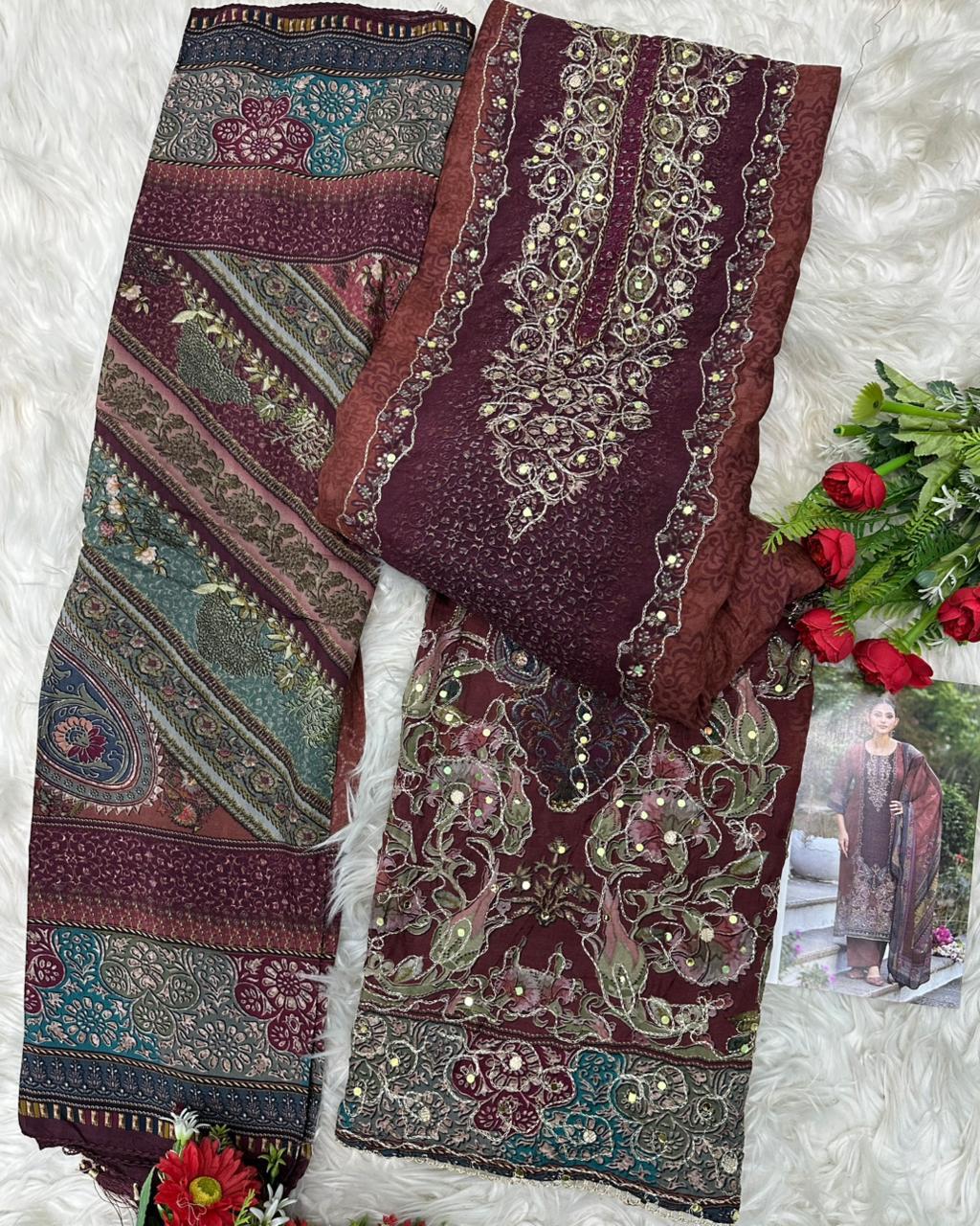 Pure viscous Maslin digital print with aari and hand work*     Dupatta *pure viscose Maslin digital print*