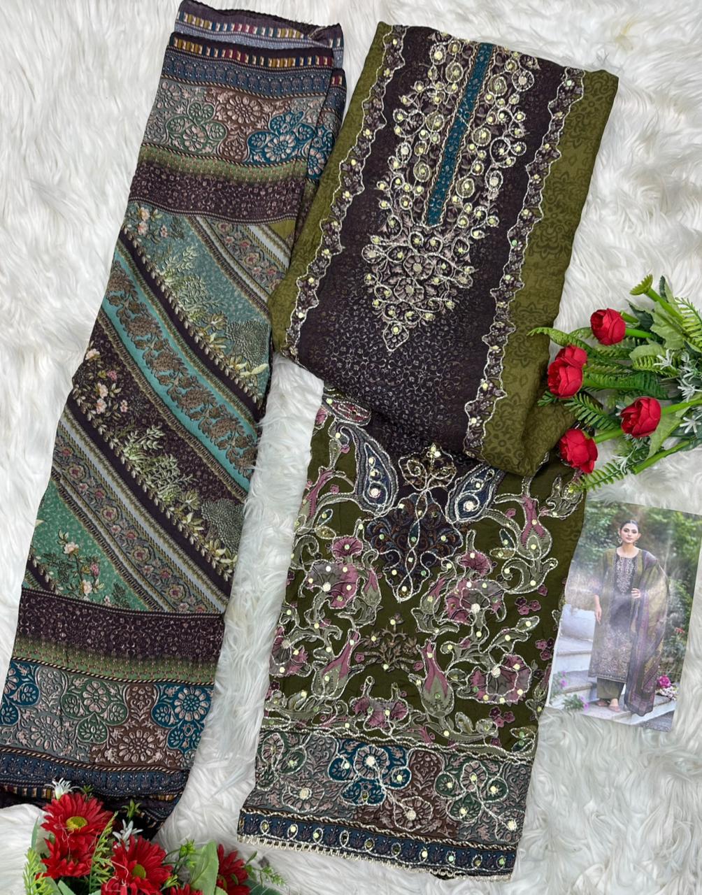 Pure viscous Maslin digital print with aari and hand work*     Dupatta *pure viscose Maslin digital print*