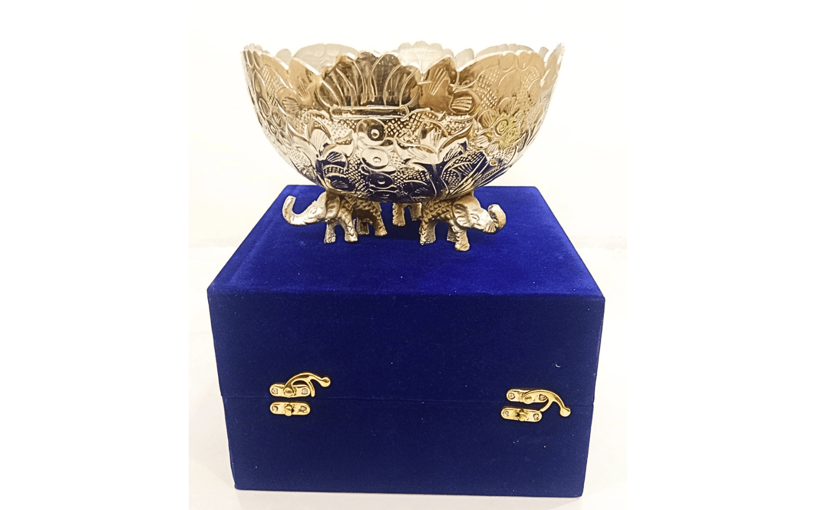 Premium Silver Decorative Bowl with Elephant Stand – Luxury Showpiece