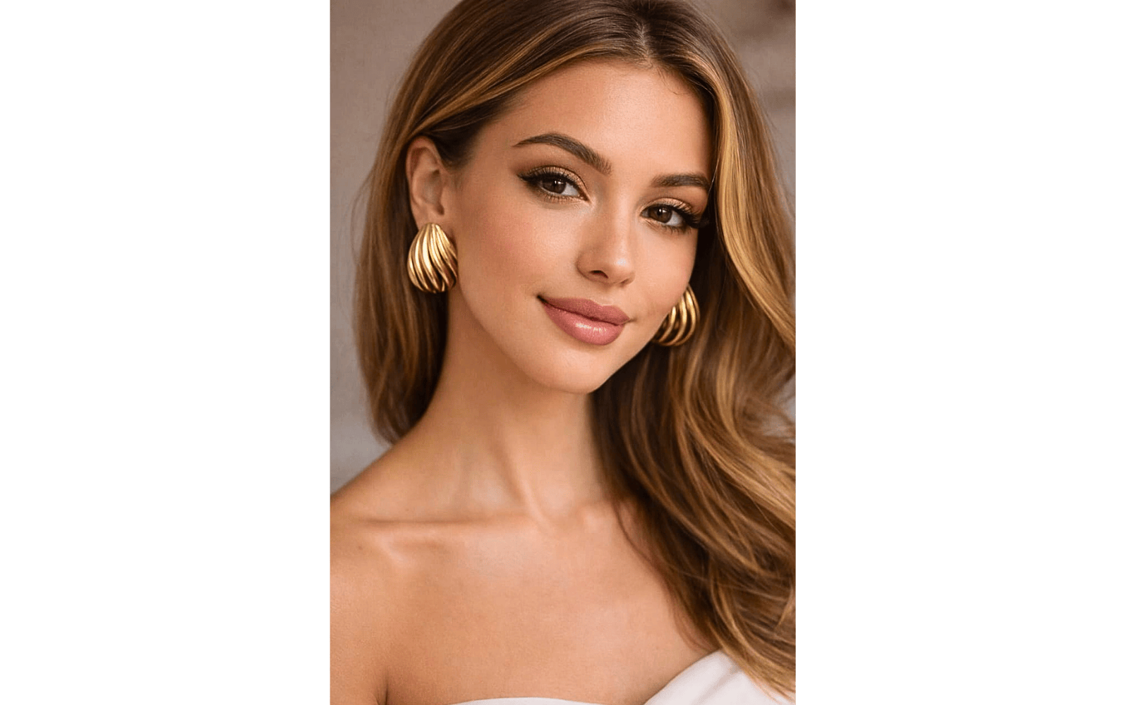 Stainless Steel Gold Plated Textured Oval Stud Earrings