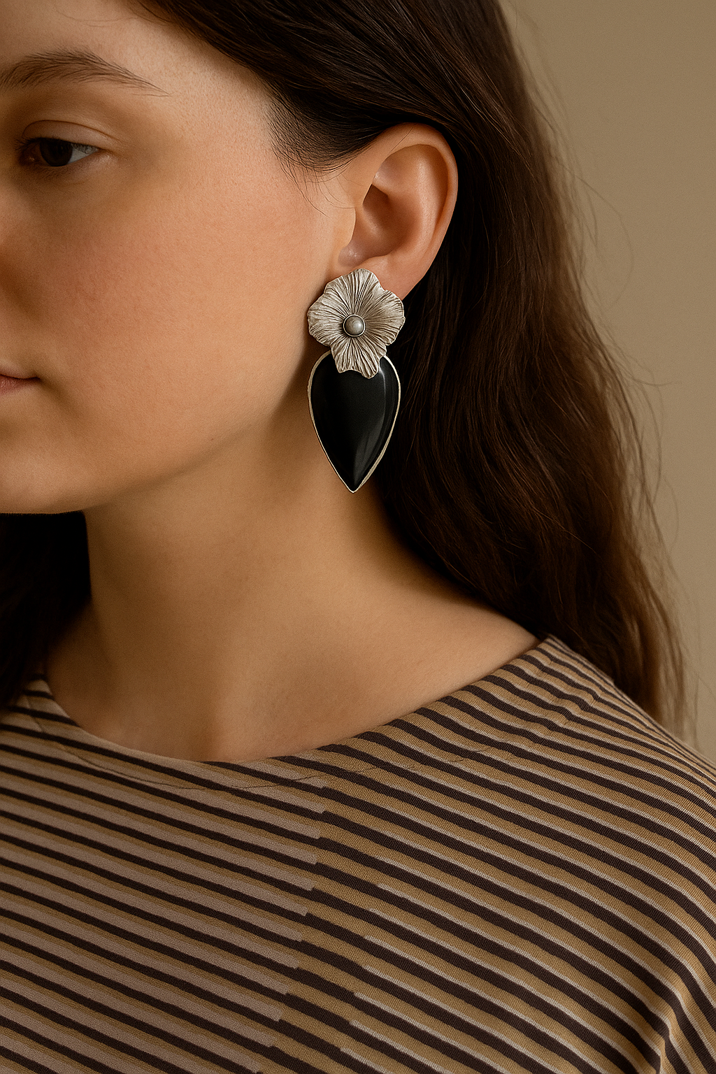 Silver replica earrings