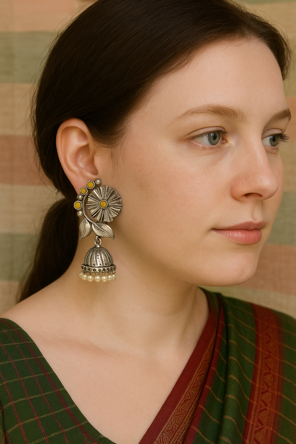 Silver replica earrings,