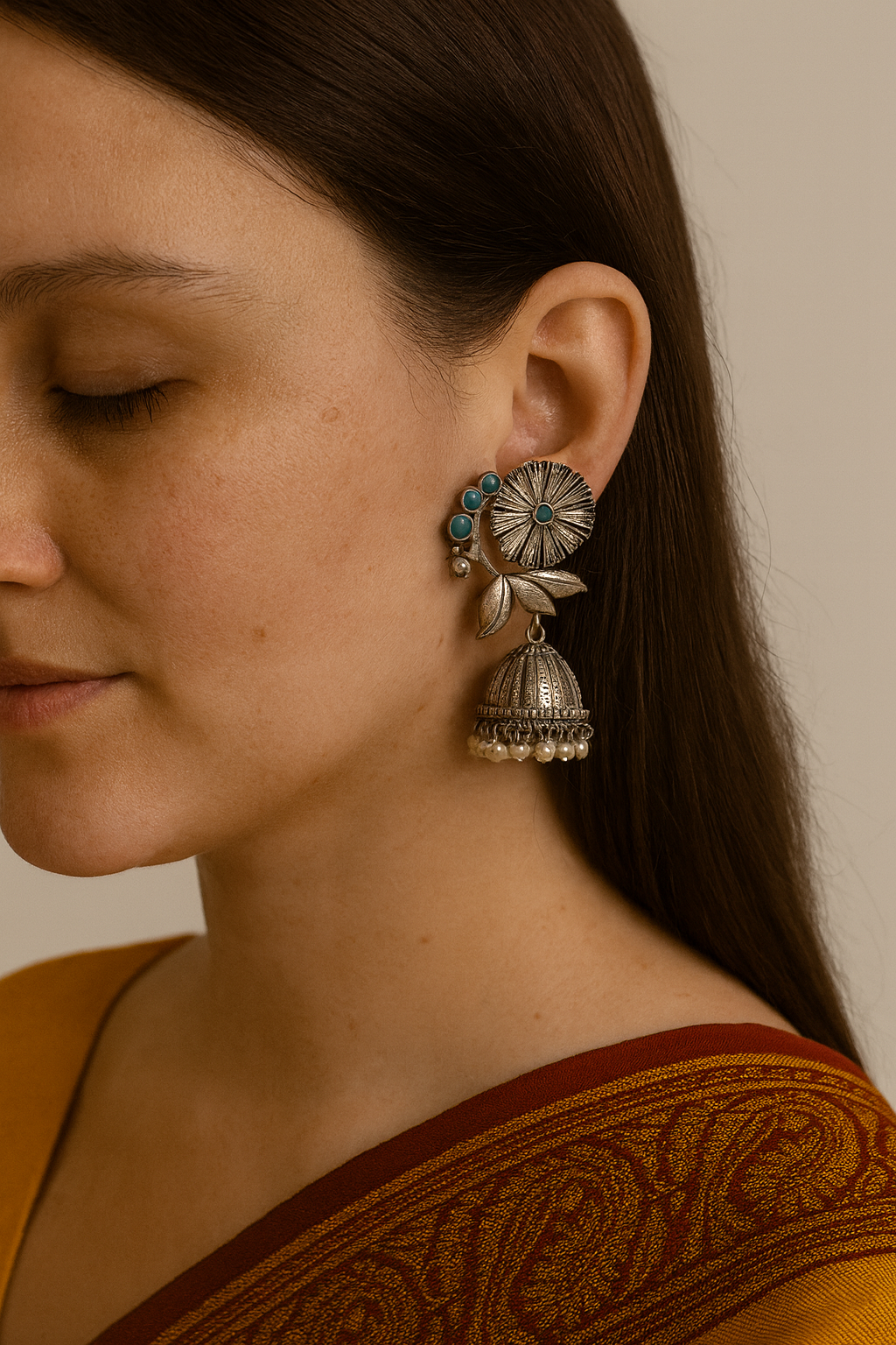 Silver replica earrings,