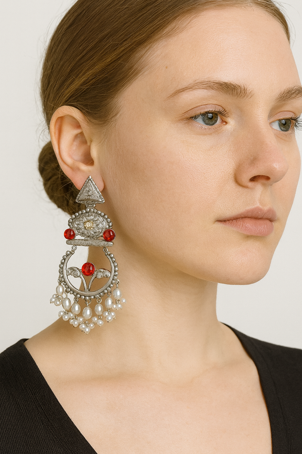 Silver replica earrings