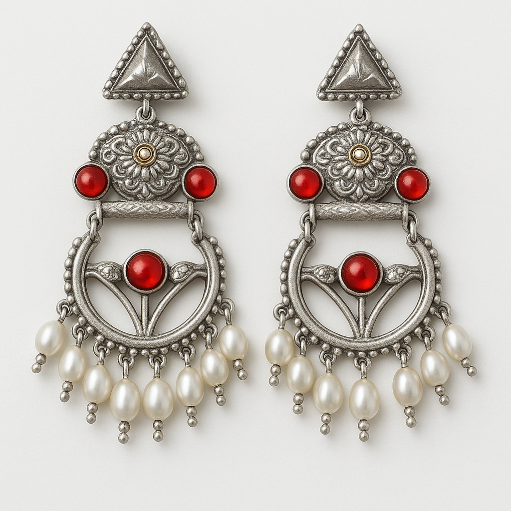 Silver replica earrings